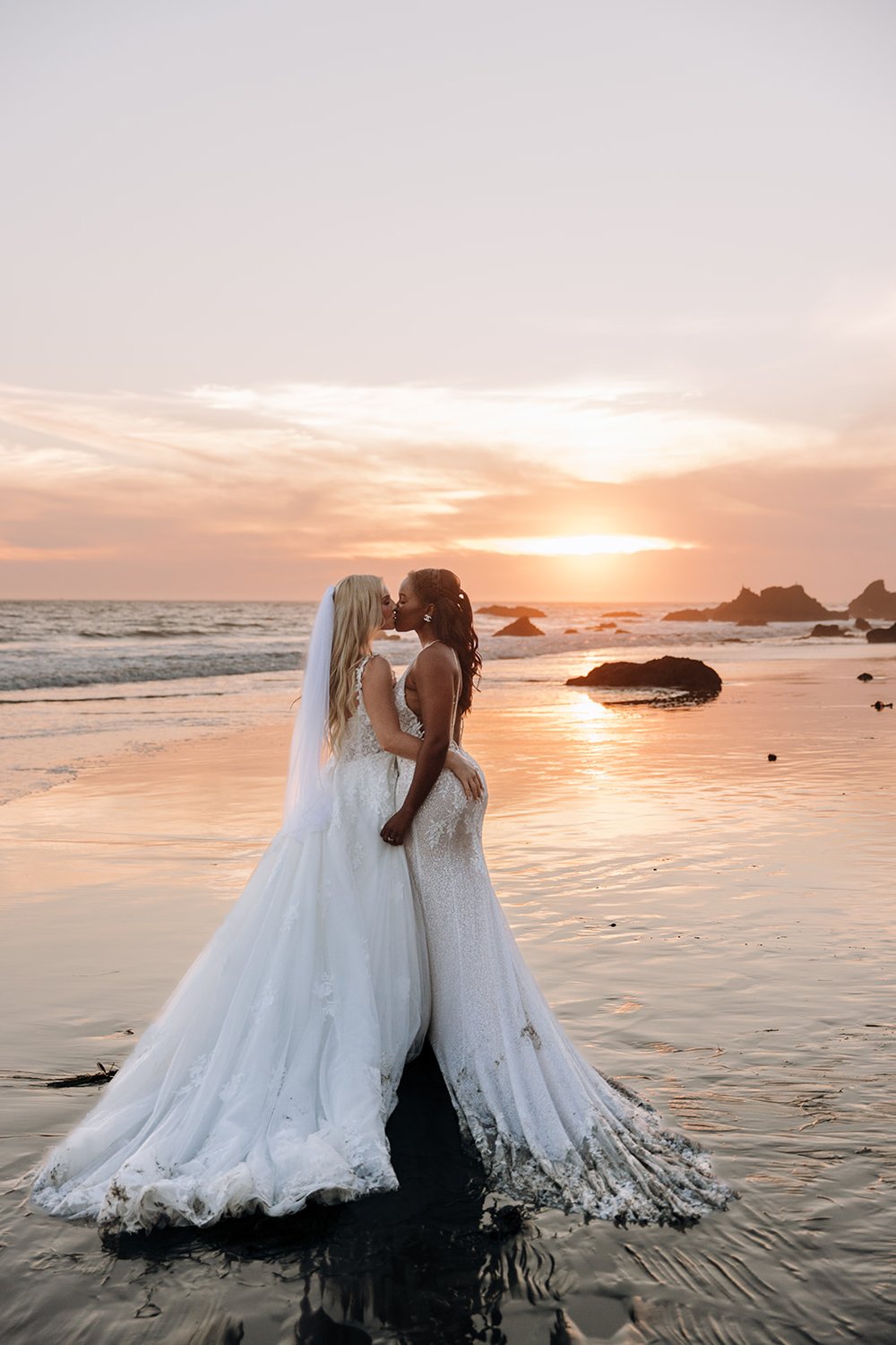 bridal portraits, lesbian couple, lesbian wedding, bridal portraits in Santa Monica, Orange County bridal portraits, beach bridal portraits, wedding dress, bridal pictures, bridal photos