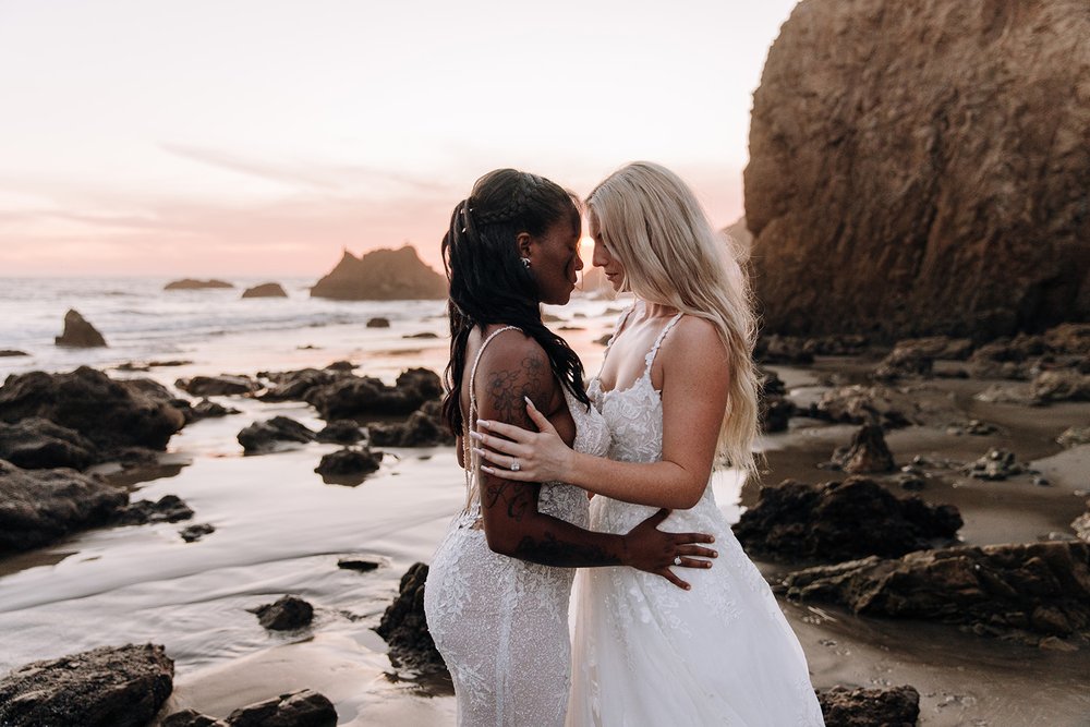 bridal portraits, lesbian couple, lesbian wedding, bridal portraits in Santa Monica, Orange County bridal portraits, beach bridal portraits, wedding dress, bridal pictures, bridal photos