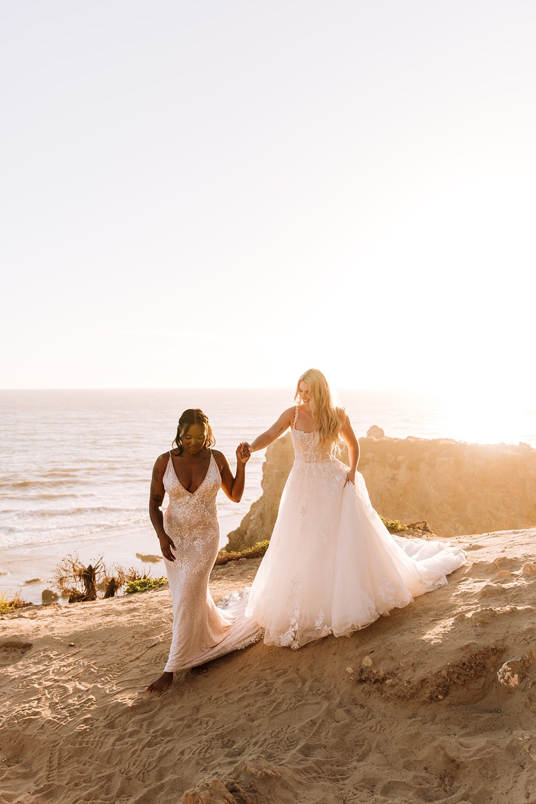 bridal portraits, lesbian couple, lesbian wedding, bridal portraits in Santa Monica, Orange County bridal portraits, beach bridal portraits, wedding dress, bridal pictures, bridal photos