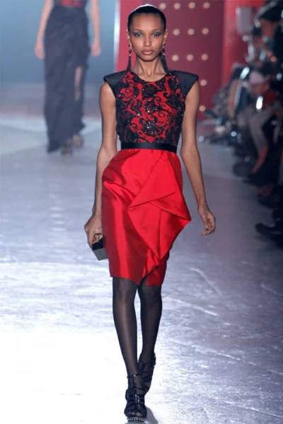 Red and black lace dress in Jason Wu, inspiration from China