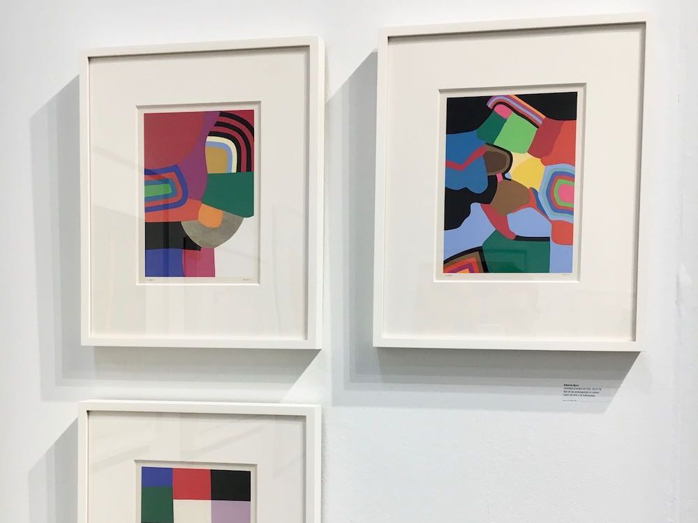 Above: Untitled (Calvesi 45-50), 1973-76, The complete set of six screenprints in colors, Each 16 3/4 x 13 5/8 in. (42.5 x 34.6 cm); Color Theory: An Exhibition , Upsilon Gallery, New York, 2018. Photo by Caius Filimon.