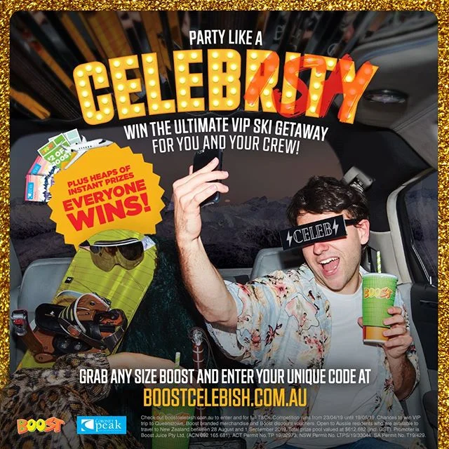LIVE LIKE A CELEBRITY. DOUBLE YOUR CHANCES.
Do you get mistaken for anyone famous? Ever been asked for your autograph? Well, we’re looking for Australia’s best doppelgänger (‘lookalike’ for those of you not fluent in German). Double your chances to win the Ultimate VIP Ski Getaway to Queenstown, NZ by uploading your selfie to find your celebrity look-alike! Just by doing this, you bag yourself another chance to party like a VIP! Enter via boostcelebish.com.au. Ends 19th May. #boostjuice #henrydeaneplaza
