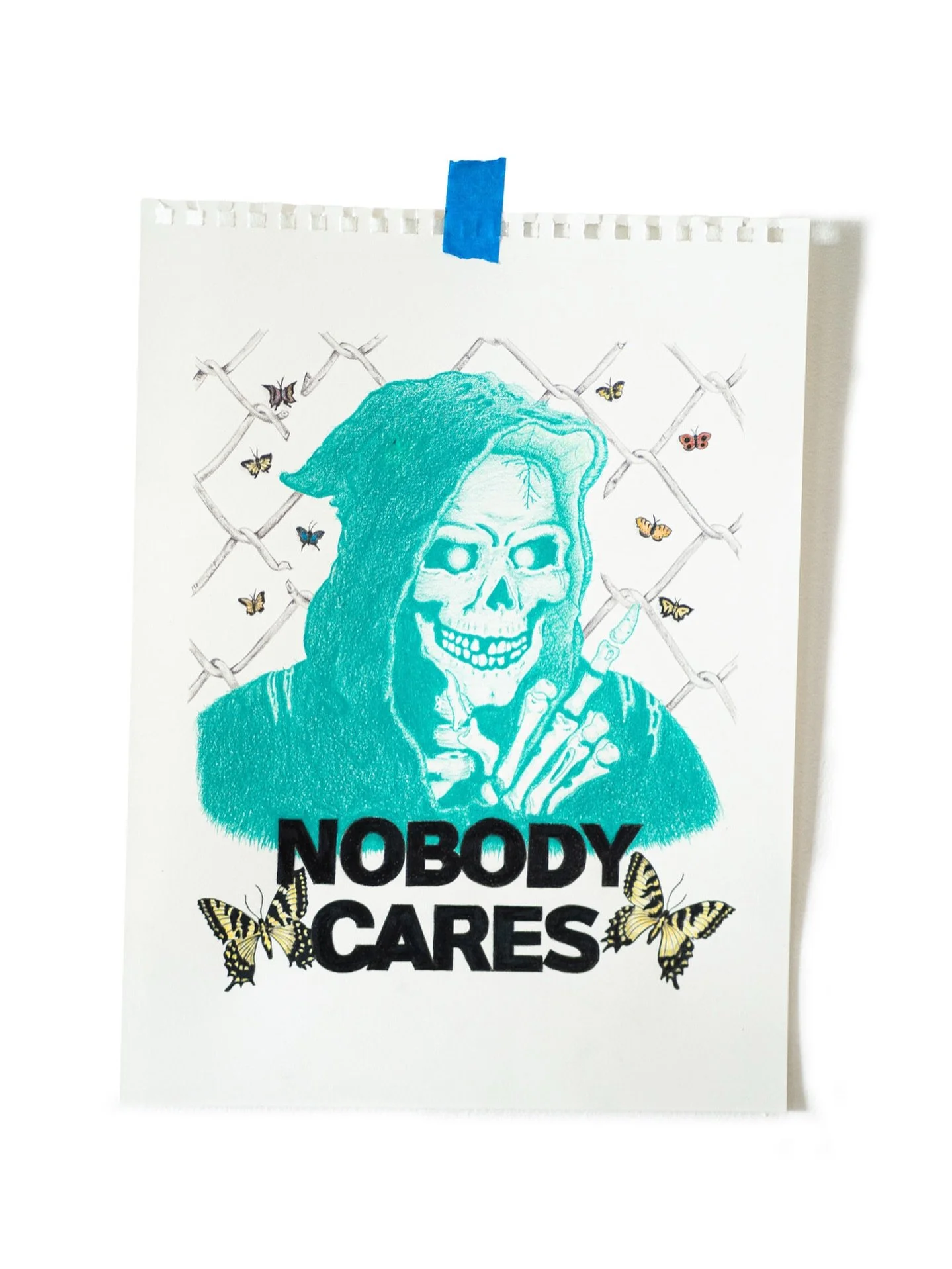 Float like a butterfly&hellip; &ldquo;Nobody Cares No. 1&rdquo; colored pencil on paper. 11x14. You are loved.