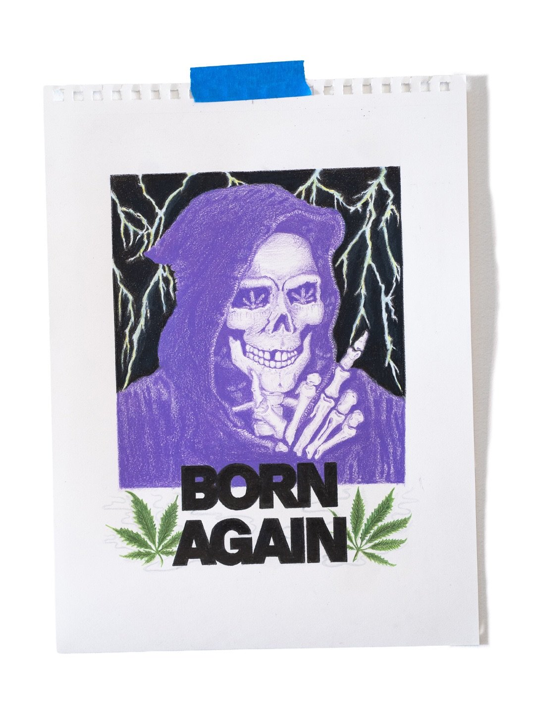 Born Again no. 02. Colored pencil on paper, 2026. The final piece of a six part series on love, romance, life, death and other fancy thoughts. I love you. Come see it in real life @grouptherapyinfo tonight in Brooklyn, New York.