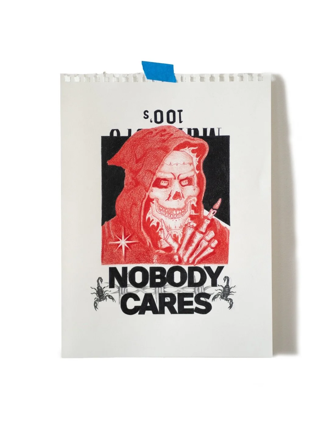 &ldquo;Nobody Cares No. 2&rdquo; Colored Pencil on Paper. 2026. All things made in Marlboro Country. The fifth of a six part series.