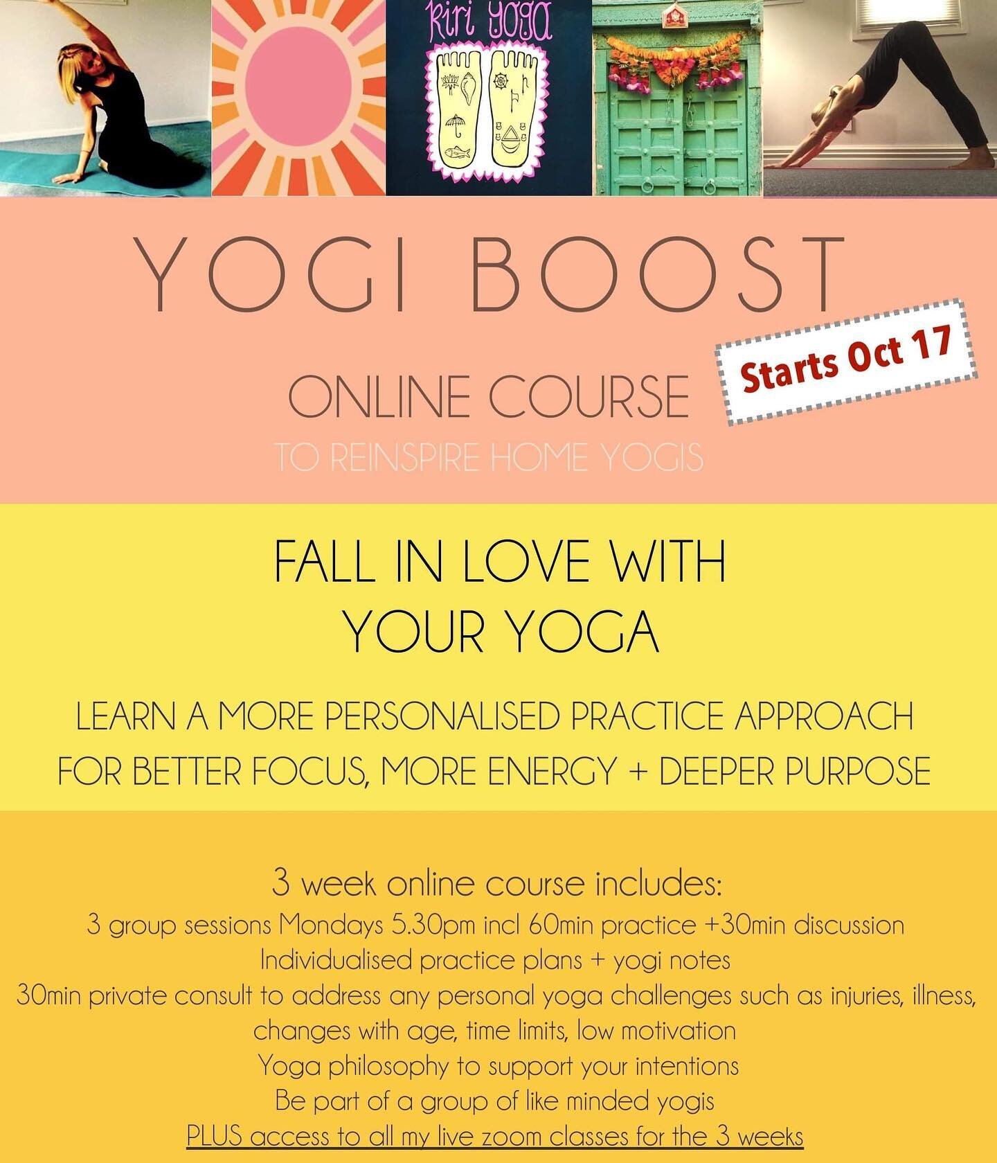 Yogi Boost is back! Be inspired, motivated, confident, focused. Love your practice!
30mins 4x week for 3 weeks 💪😄