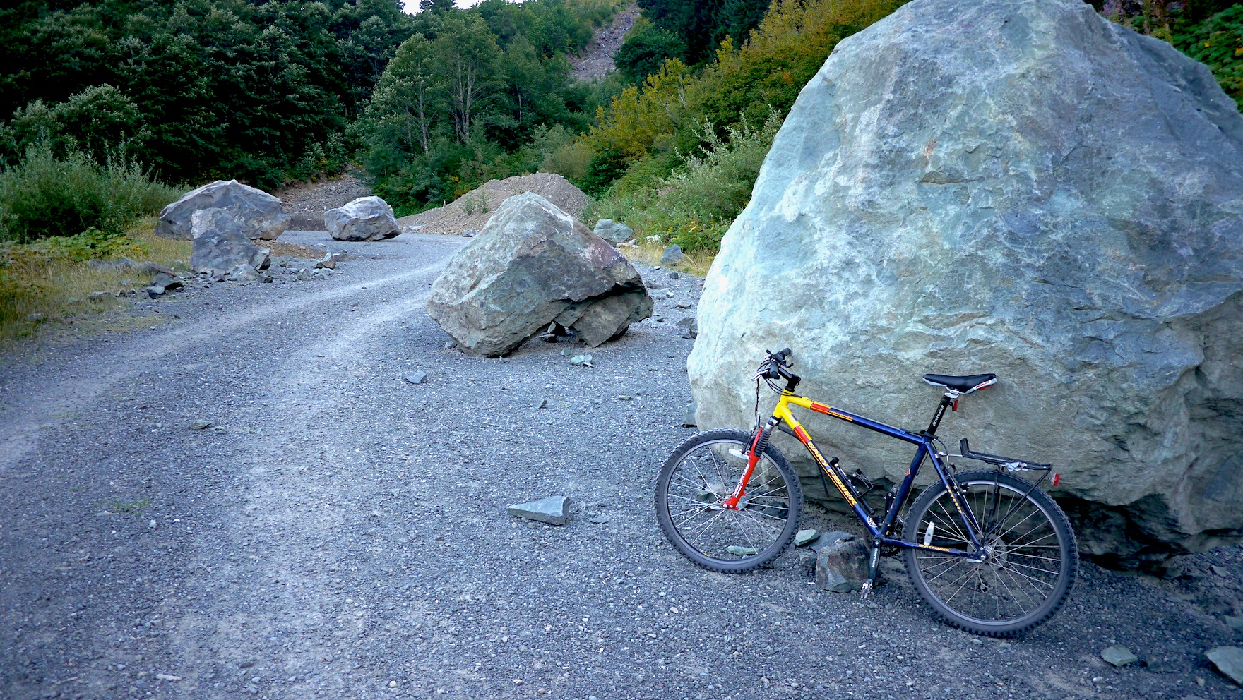 boulders that cratered the West Side Road, closing the parking area