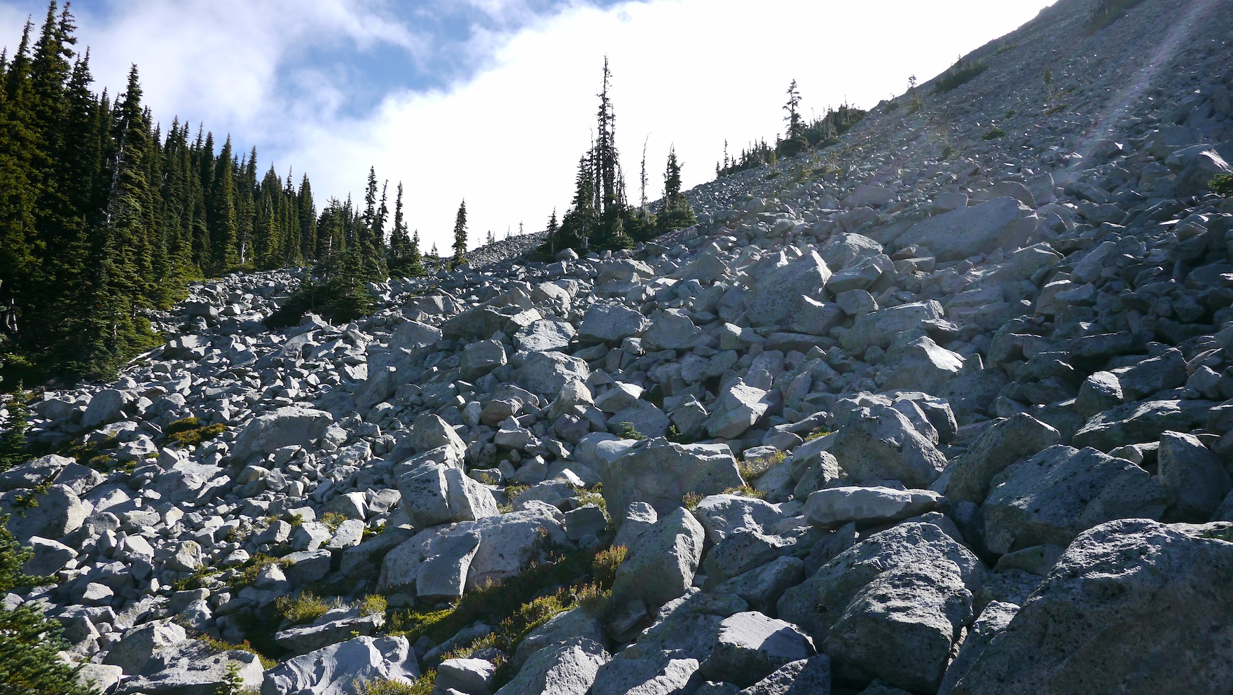 the bouldery scramble up to upper Moraine Park