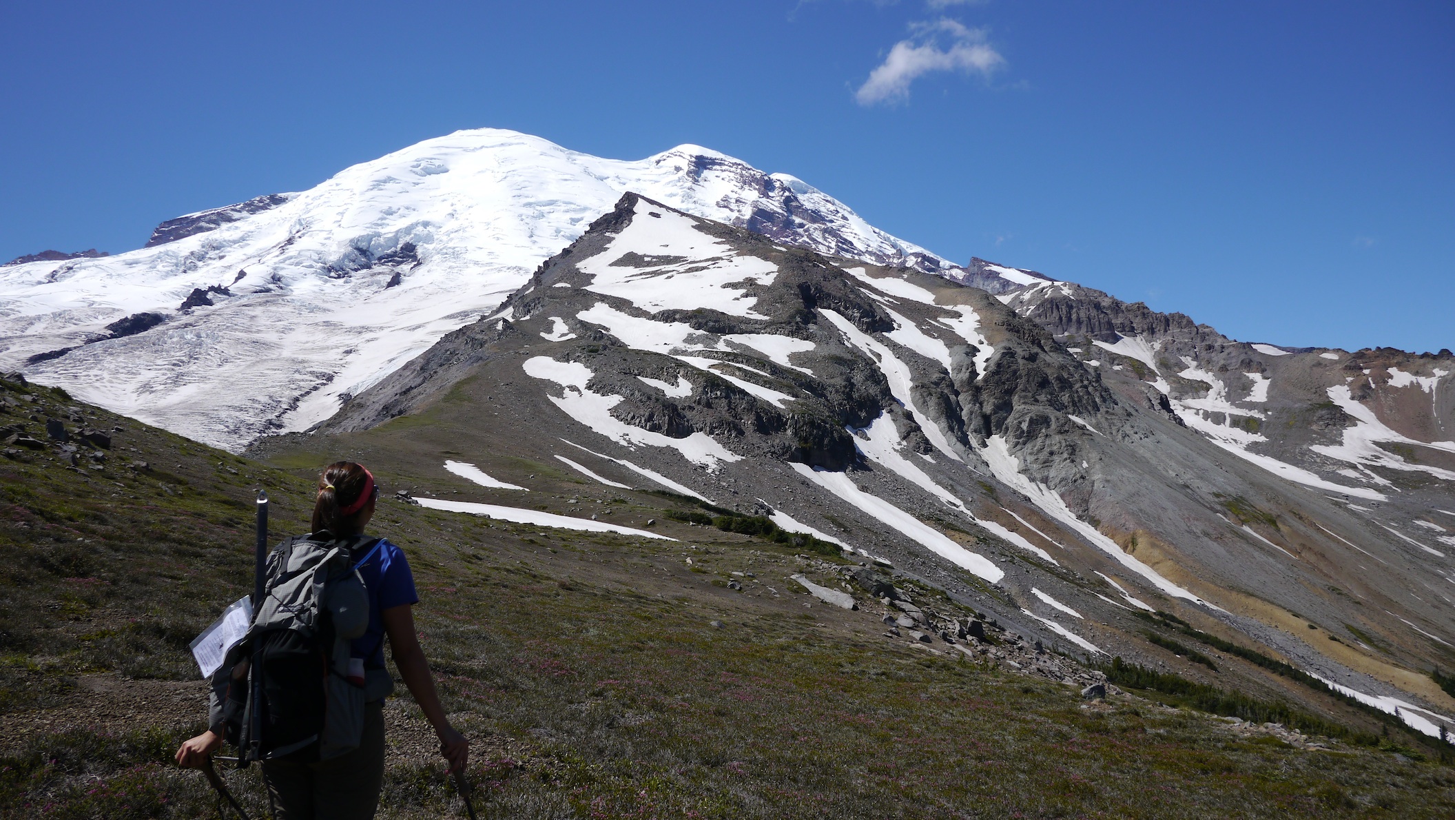 on the ridge now, scoping out the route to Mt. Ruth
