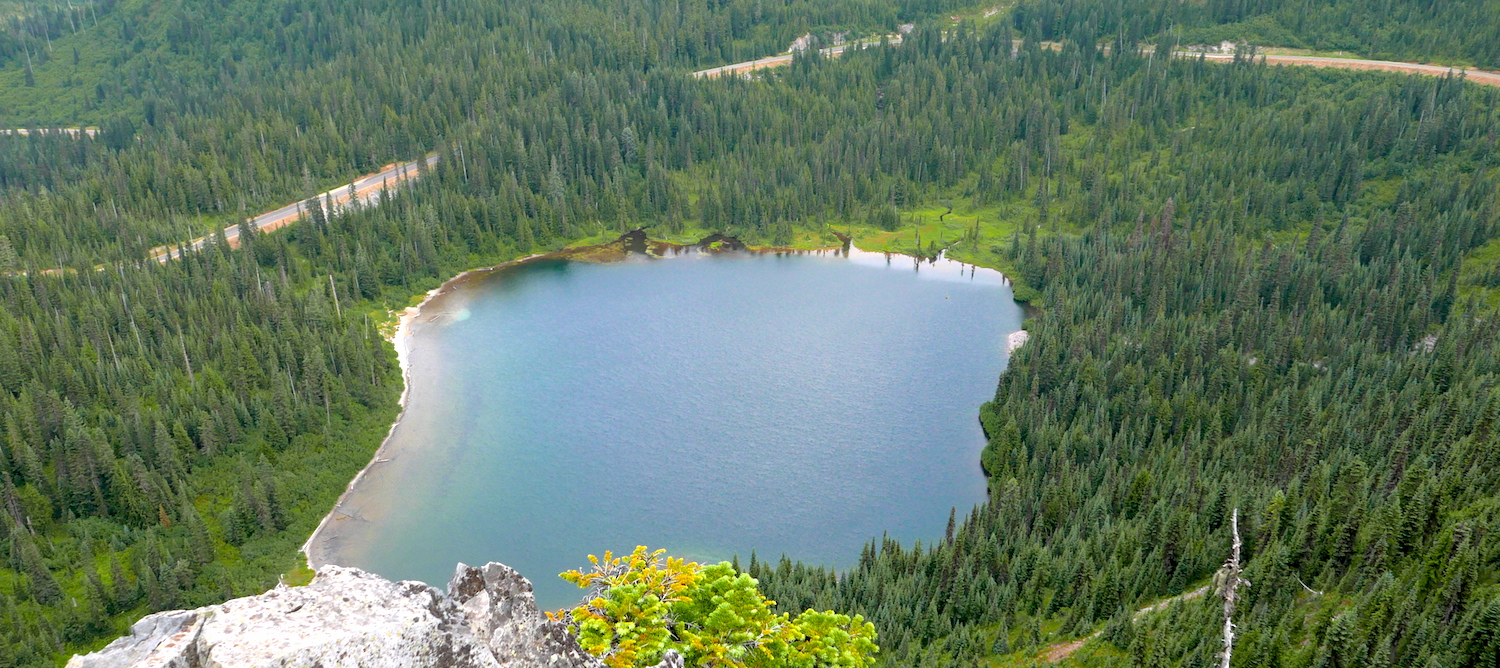 Lake Louise and Stevens Canyon Road from Faraway Rock (Paradise/Muir Loop)