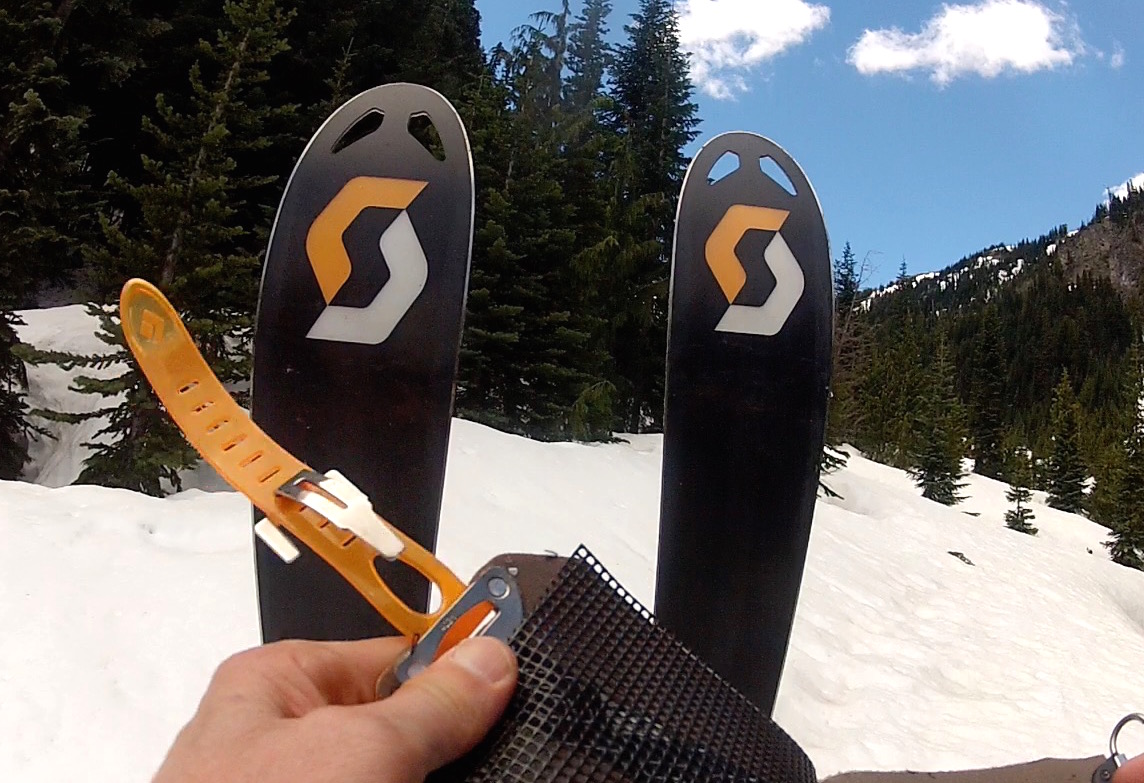 Donning skins above Fryingpan Creek bridge
