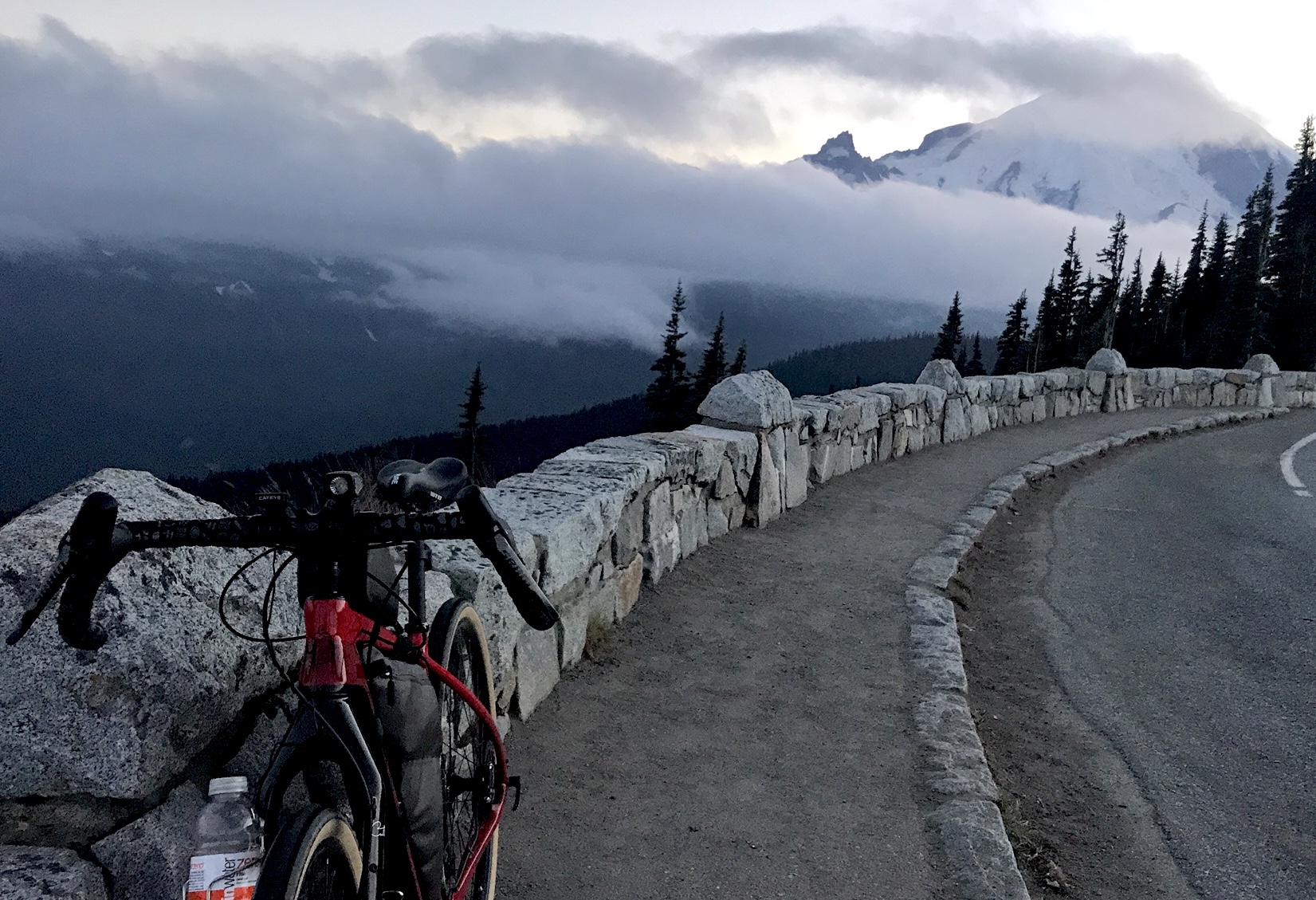 nighttime approaches on the climb to Sunrise at 6400' (notice the flared Cowchipper bars)