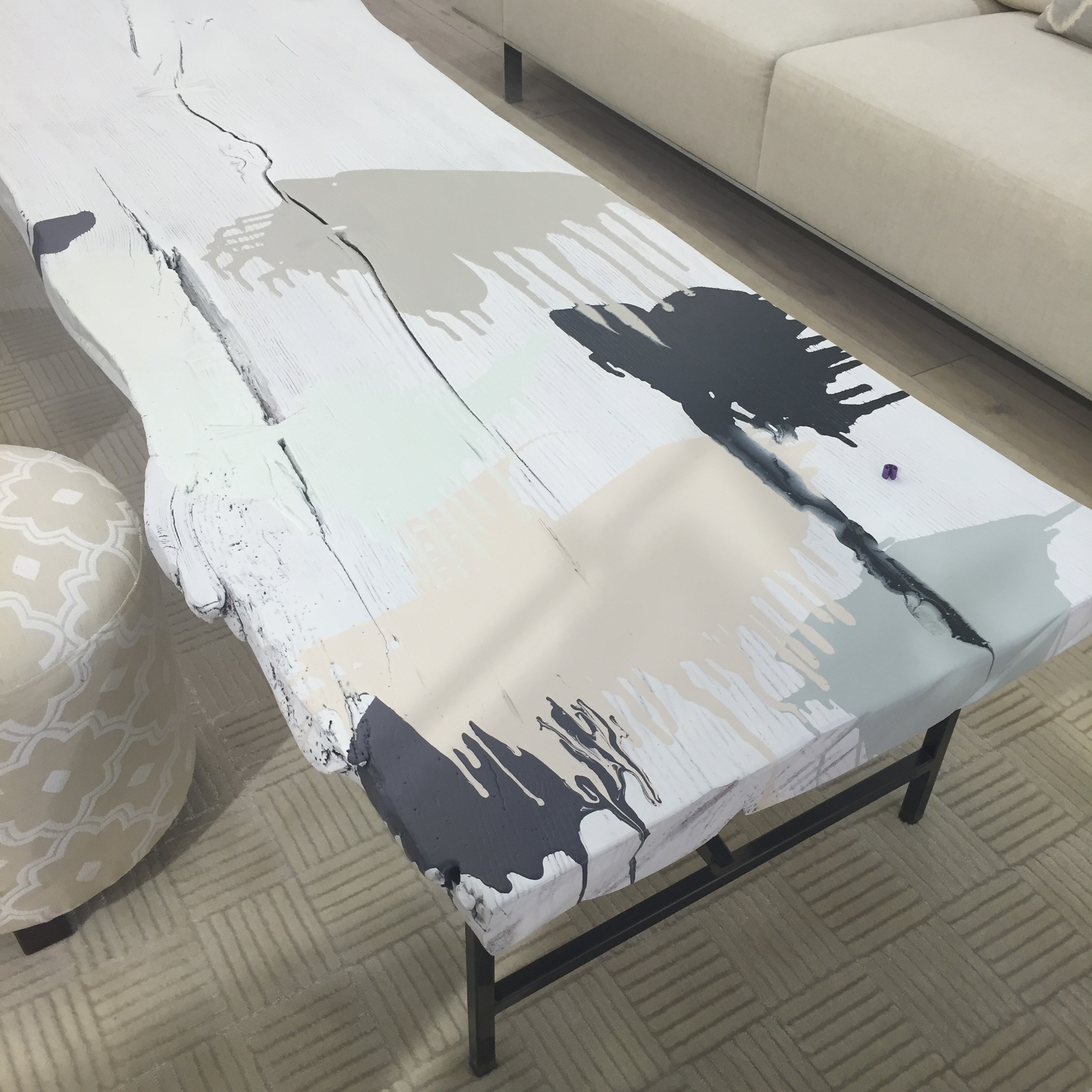 Got a live edge table that's looking a little too 2010? Just add paint...some dribbles.