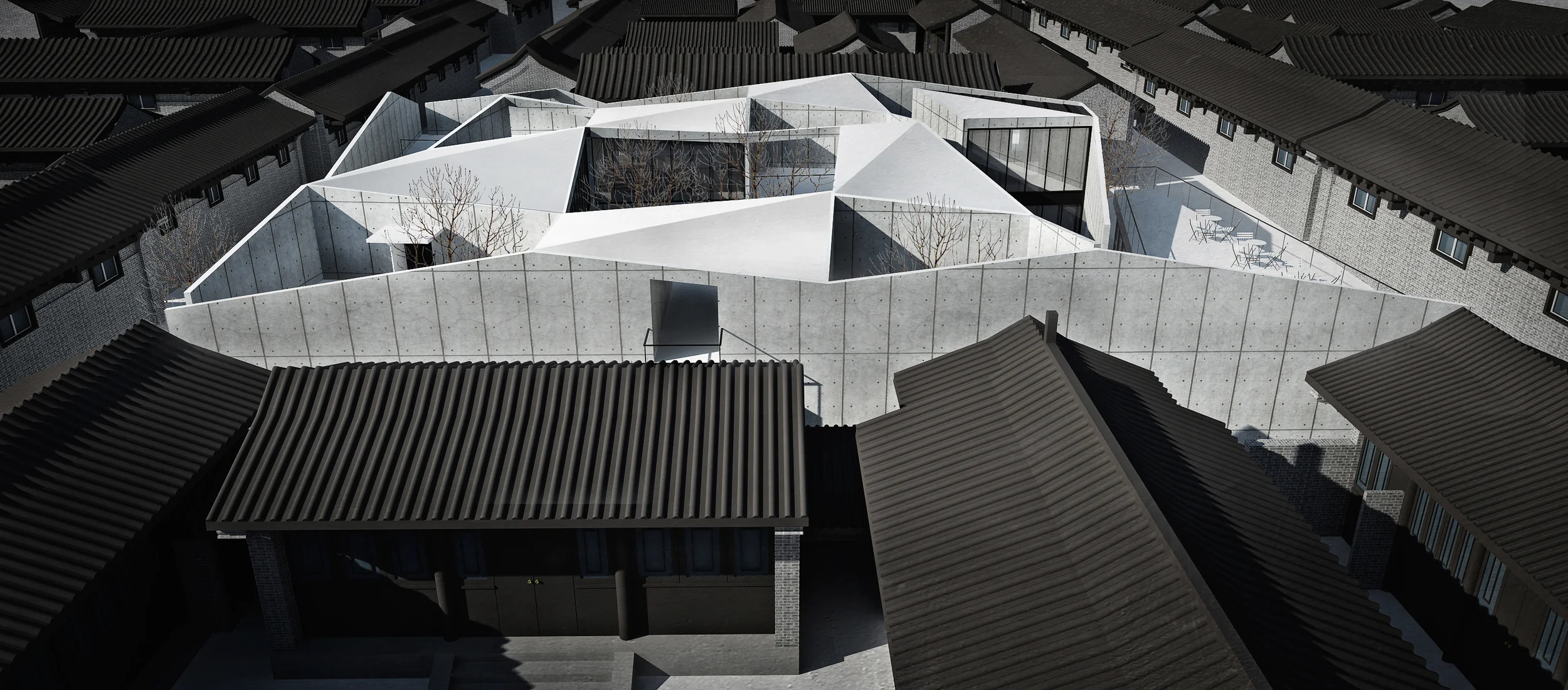 Courtyard house has become the representative typology in Beijing since 600 years ago. Based on the consideration of local solar exposure, wind direction, spaces are distributed by different scales of courtyards, making people feel warm in the Winter and cool in the Summer, which is the main factor of Beijing courtyard house. To some extent, Beijing courtyard house, reflects traditional Chinese philosophy towards human and nature. Typically it can be difined as two parts, front couryard and back courtyard. The back courtyard mainly serves as daily living function, distributed on two sides of North to South axis, facing one rectangular couryard, symbolized as “Round sky and square earth”. People can feel the repeating change of day and night, seasons and years from this inner-faced “window”, the courtyrad. The organization of courtyards in the house is clear that every one is strictly separated from each other, forming hierarchy and order of master and servant, male and female, elder and young.