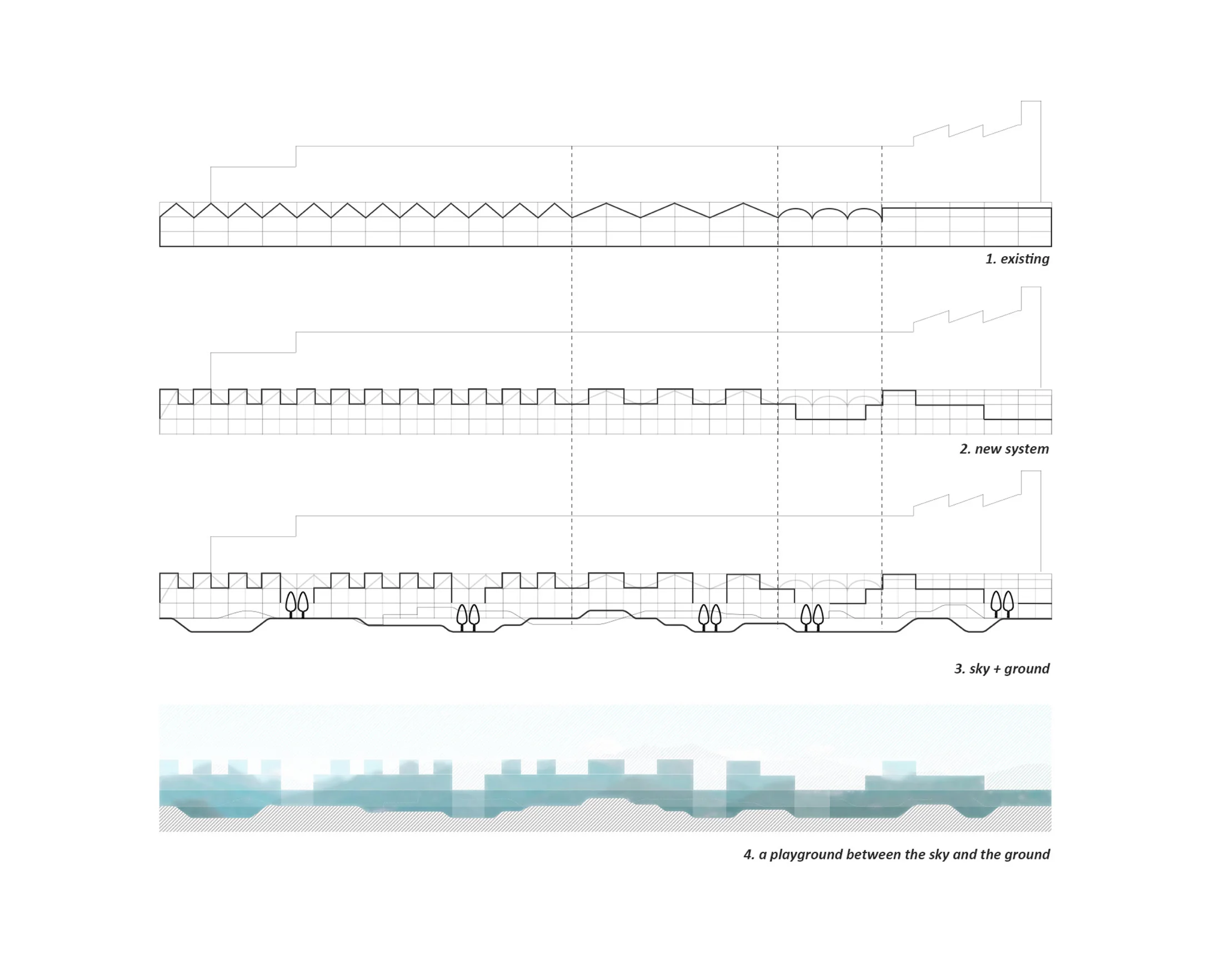  Landscape is regarded as a continuation of the surrounding environment. We hope to innovatively represent the surrounding rivers and mountains into in-door landscape, creating a unique spatial quality which blurs the boundary between nature and man-