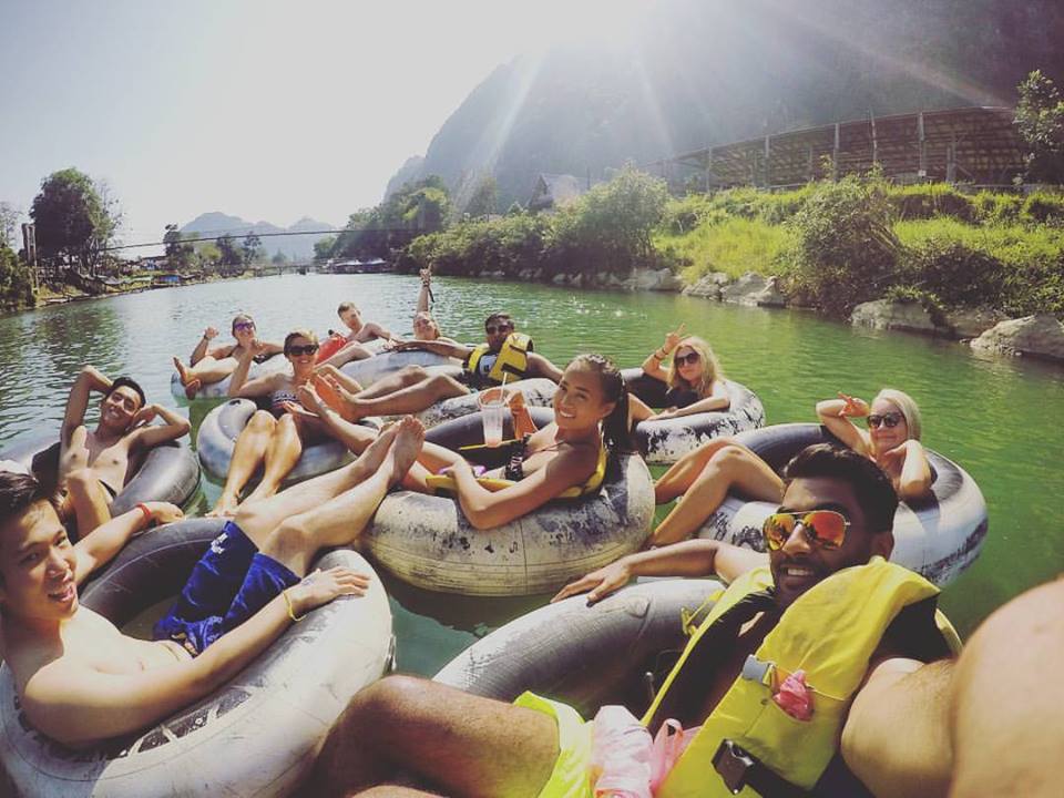 Tubing down the Nam Song River in Vang Vieng, Laos Photo: Dannish Tq