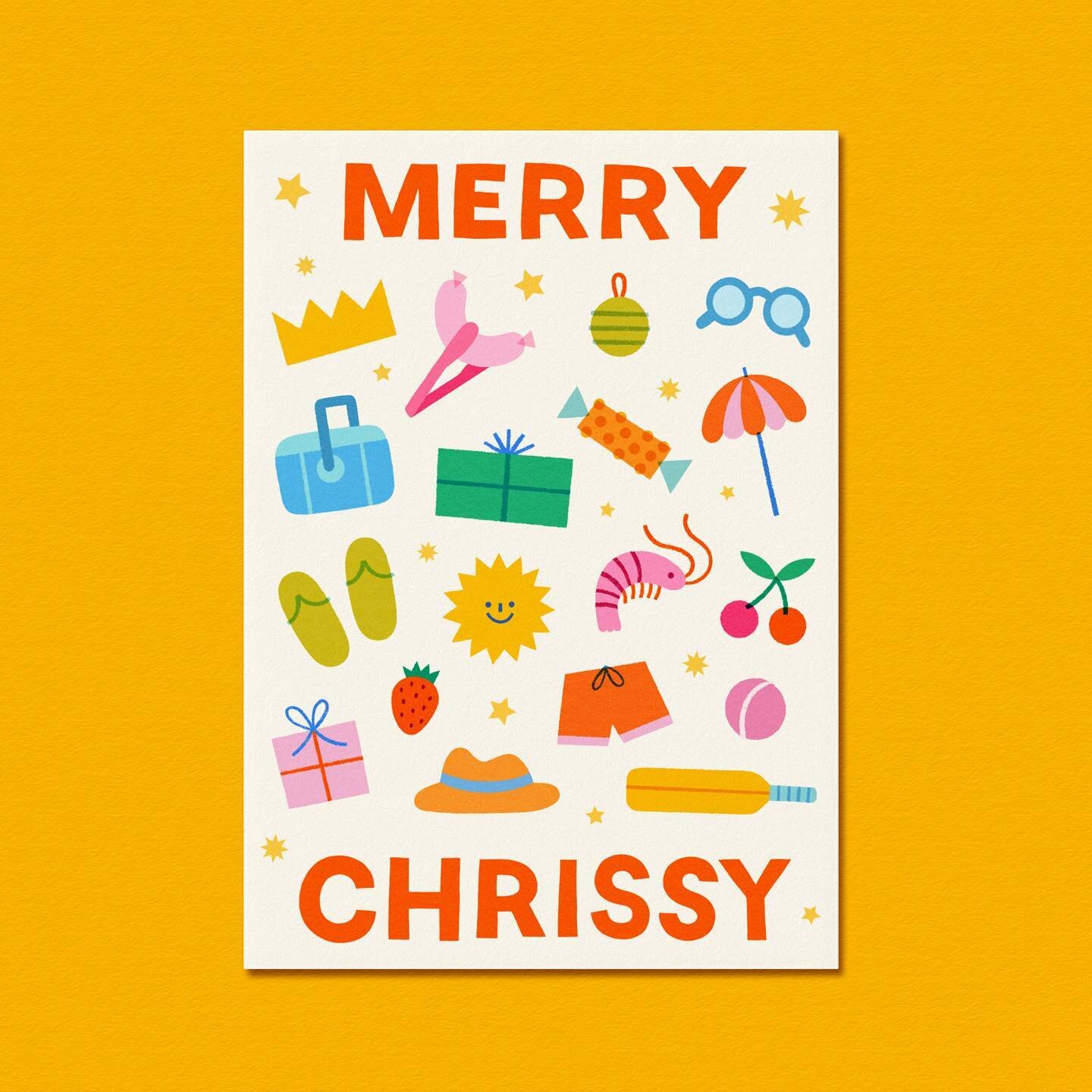 Merry Chrissy design from my range with @moonpig featuring all my fave Aussie Christmas essentials 🦐🏏

#merrychrissy #aussiechristmas #moonpig #greetingcarddesign #greetingcardsofinstagram #illustrationartists #christmasillustration #illustratorson