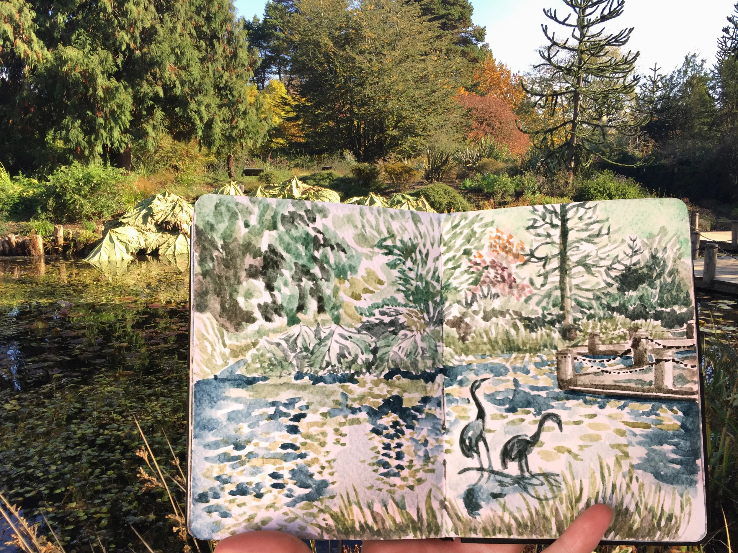 Landscape with Watercolours & Ink