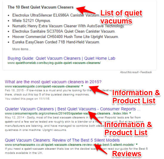 Quiet vacuum cleaner search rankings