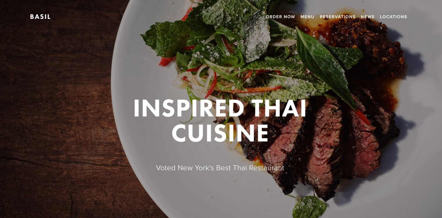 Basil, Squarespace restaurant template