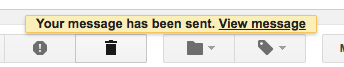 This message from Gmail notifies the user that their mail has been sent.