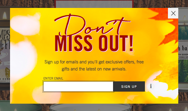 Email Prompt from Bath and Body Works