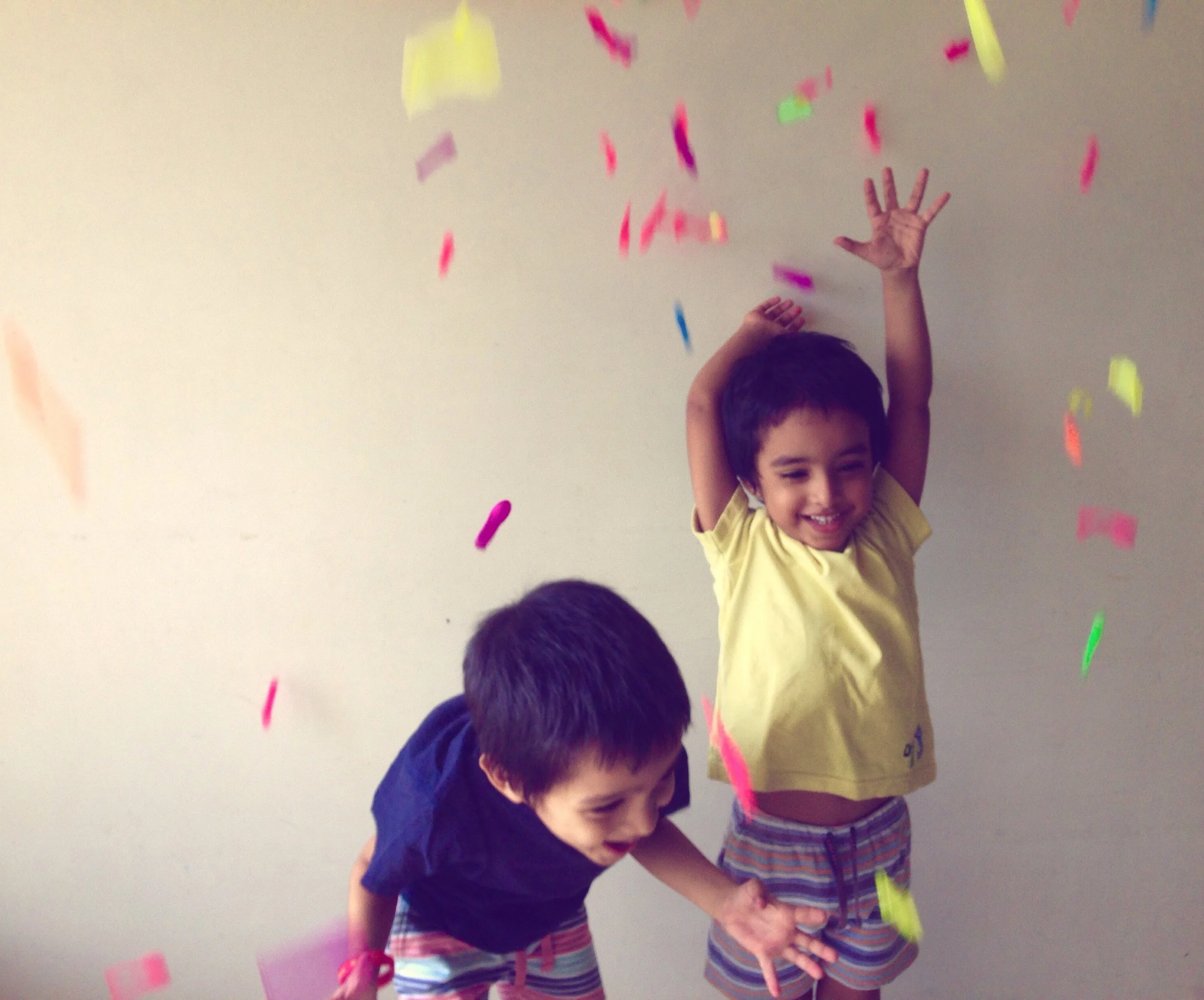 Agastya and Aaroh discovering the joys of making a mess around a year ago.