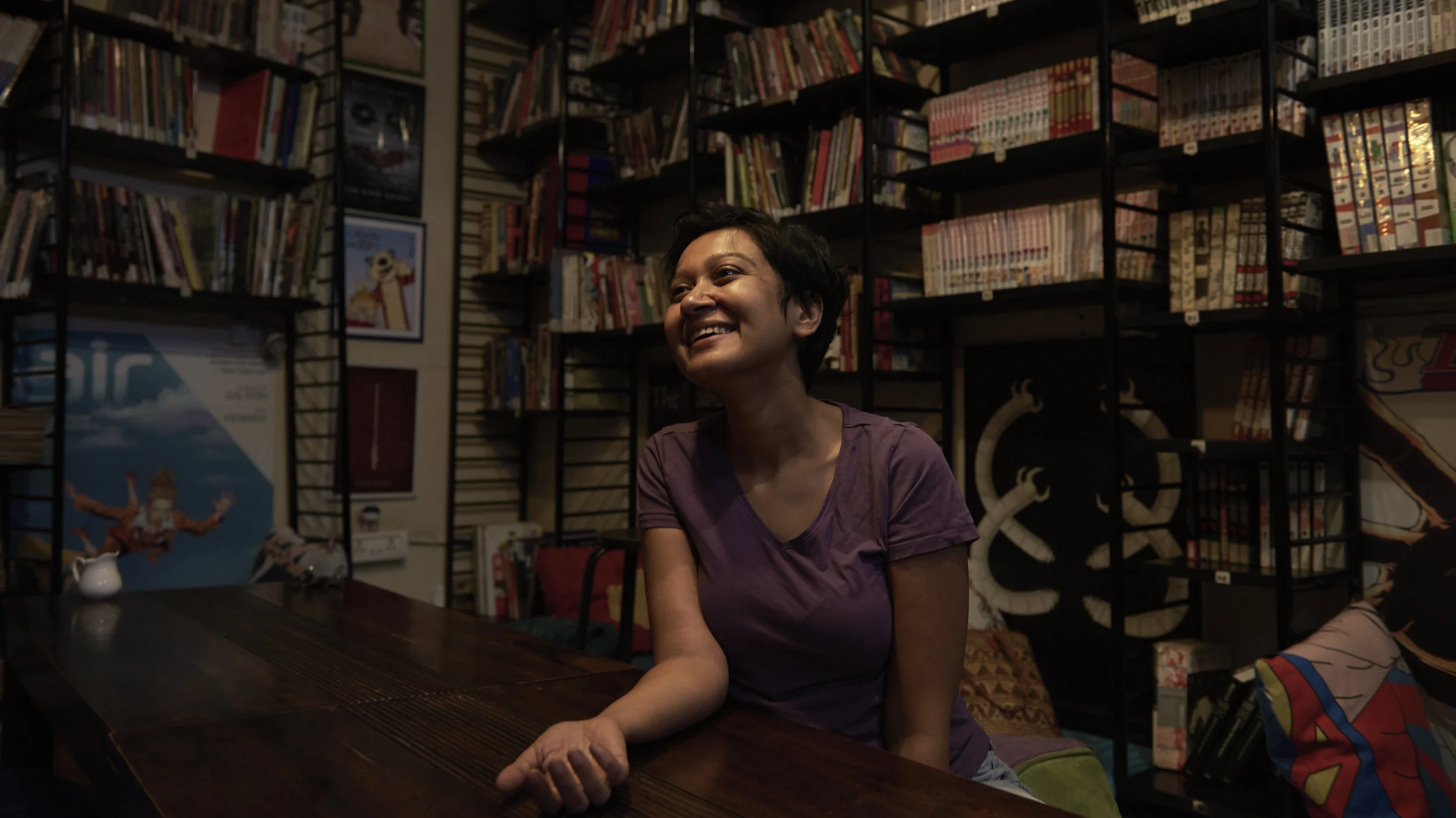 Bidisha Basu along with her husband Utsa Shome started Leaping Windows, a library and café for comic books, graphic novels and manga.