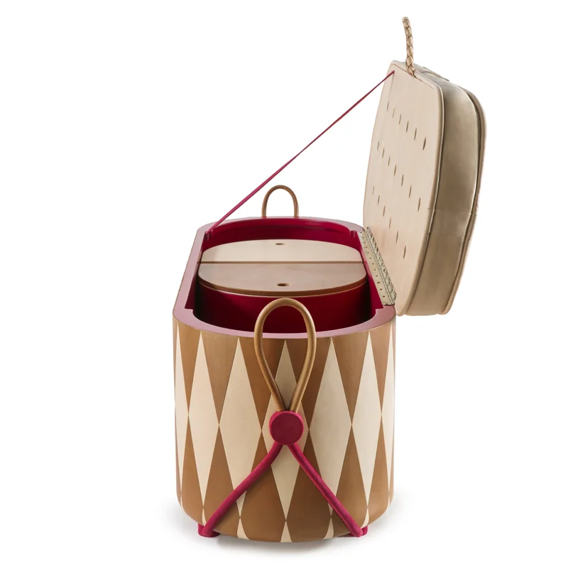 Wood and inlay of vegetal tanned leather. 45x49x120cm Secondome Gallery, Rome