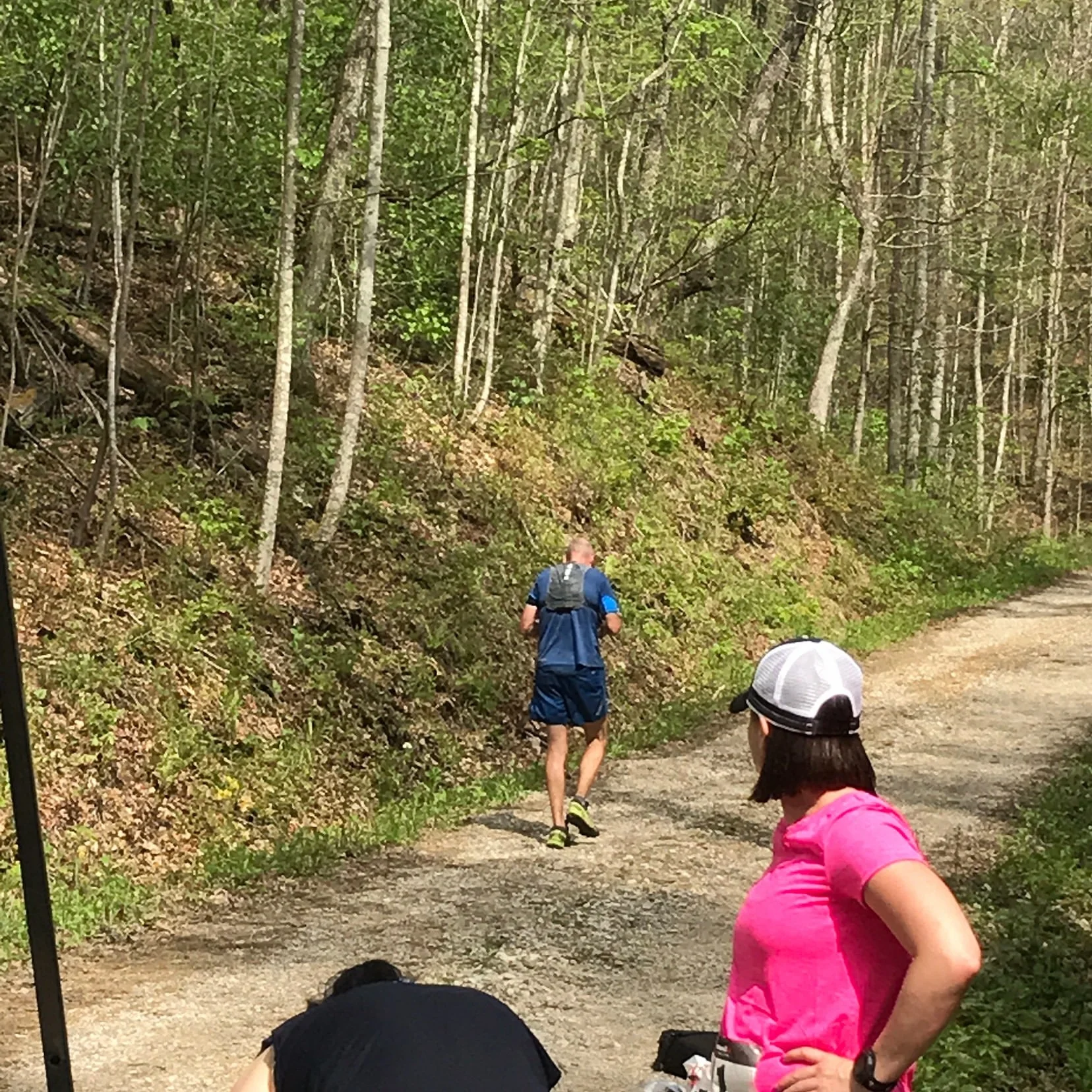 Runners head back up the grueling hill from the Elk Lick Aid Station. Photo provided by Shannon Bryan.