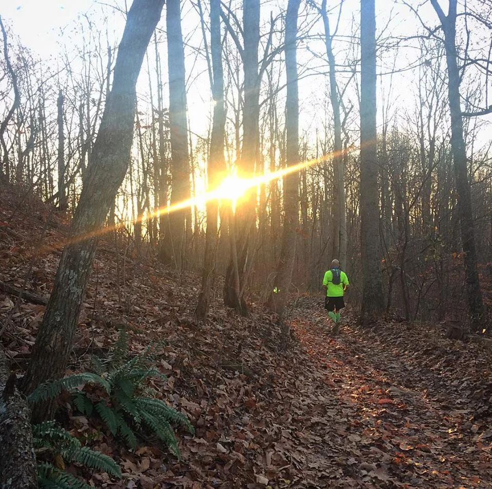 Sunset as runners head off on their second "loop" and the final 20 miles. Photo by Andrei Shliakhau.