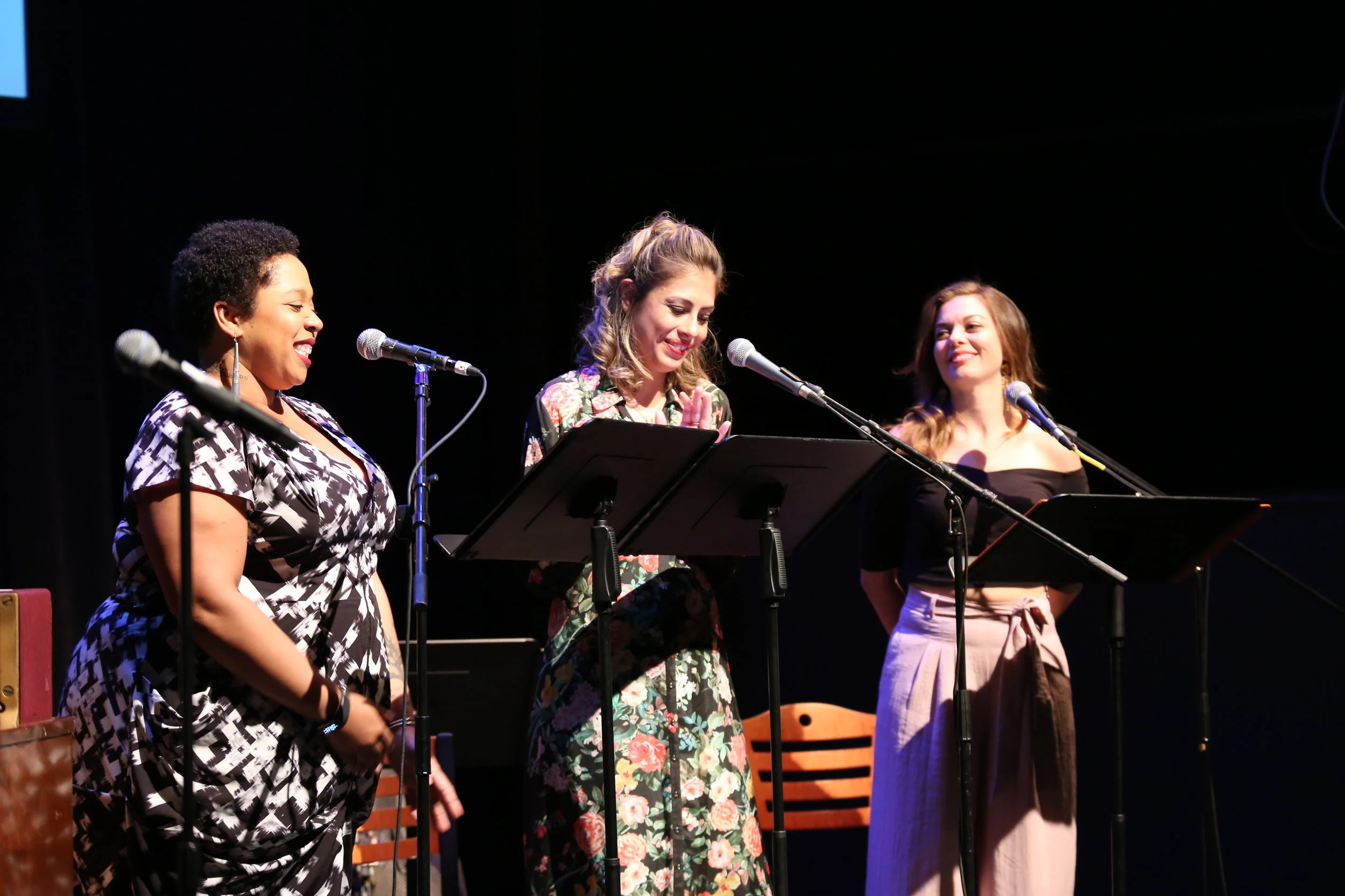  performers (left to right): Crystal Monee Hall, Carla Canales, Margo Seibert 
