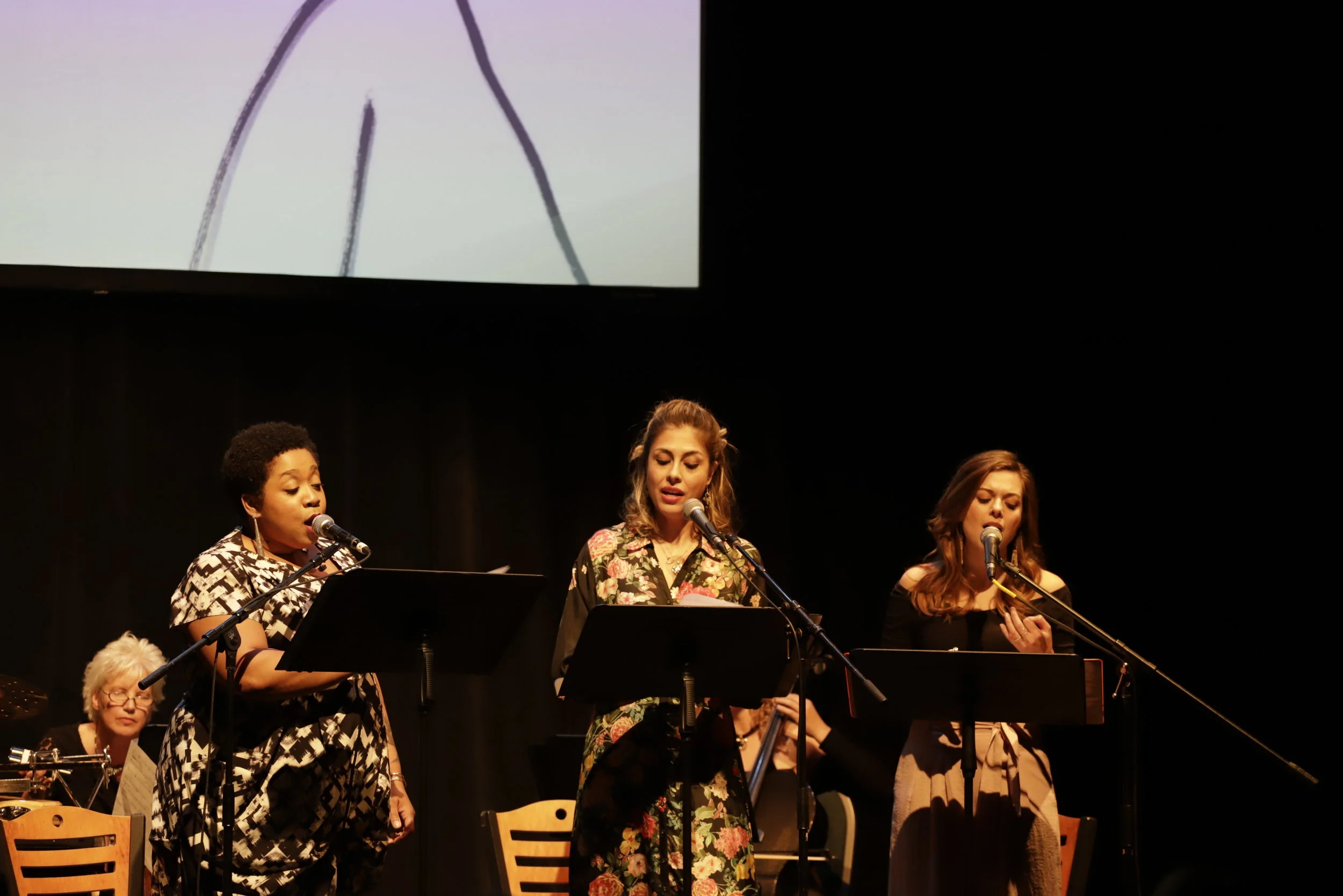  performers (left to right): Crystal Monee Hall, Carla Canales, Margo Seibert 