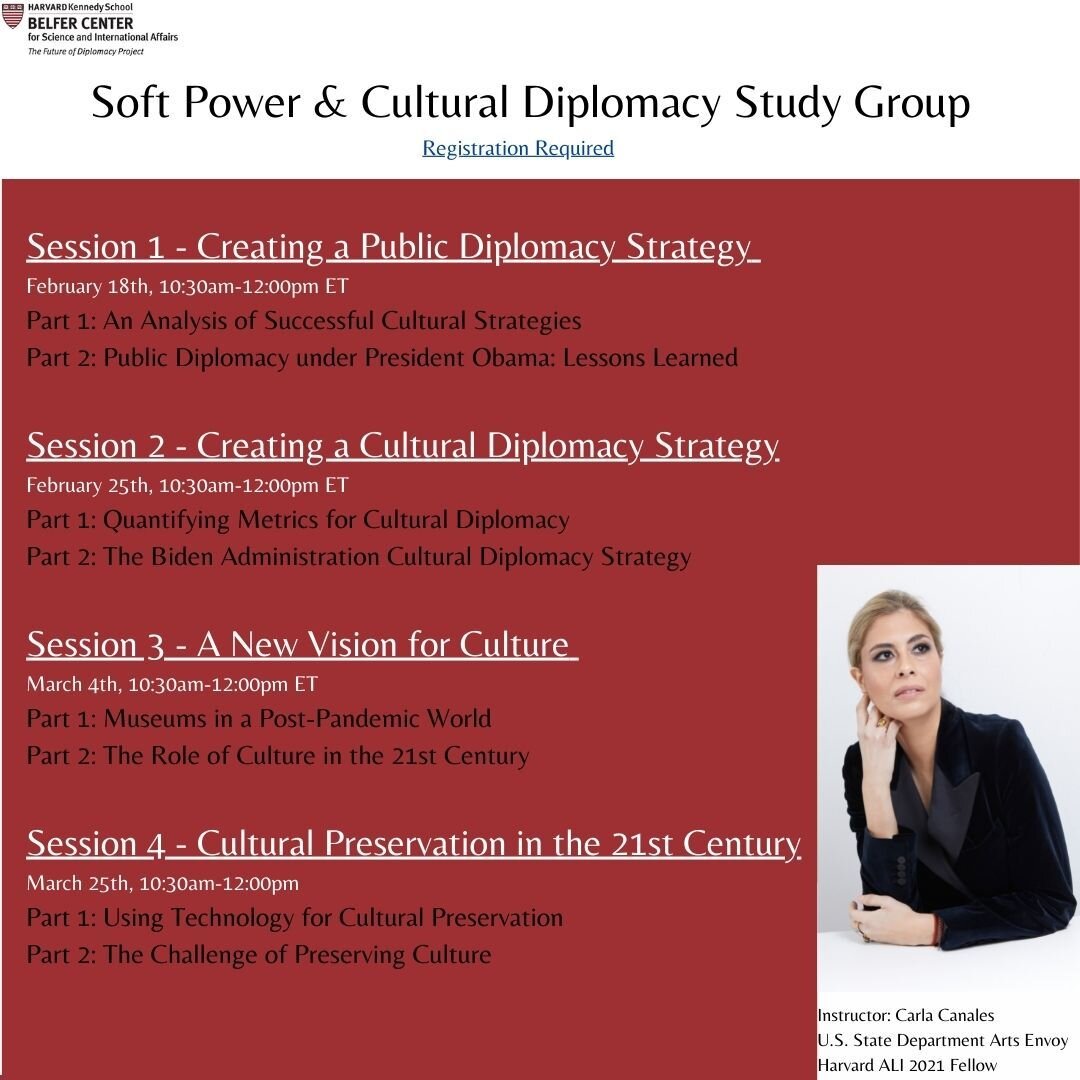 We are excited to share that the Soft Power &amp; Cultural Diplomacy Study Group will continue this Spring! These sessions are open to all- registration link in bio!

These sessions are designed for anyone interested in learning more about these two 