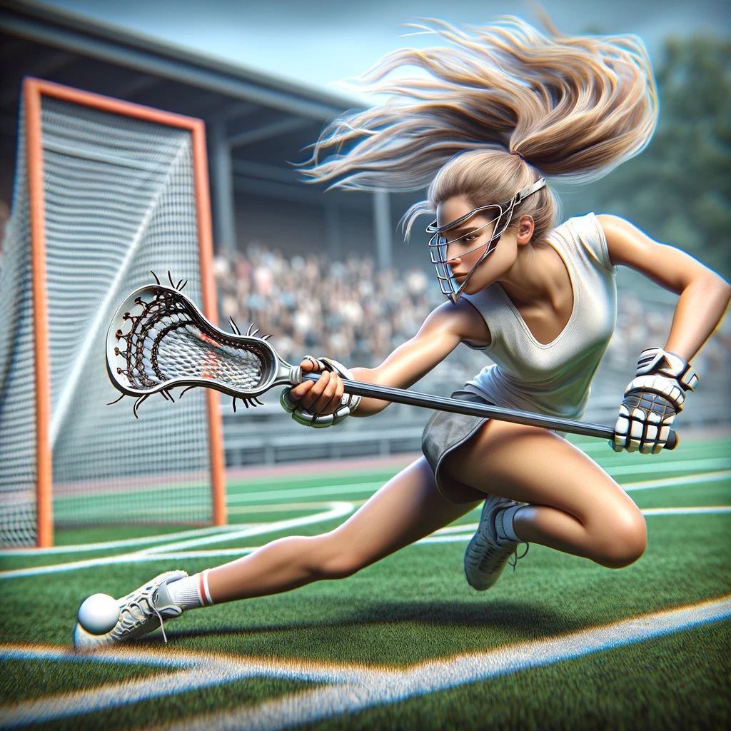 DALL·E 2024-01-04 21.18.29 - A photorealistic image of a girl playing lacrosse, capturing a moment of fierce action as she is scoring a goal. The girl is depicted in an athletic a.png
