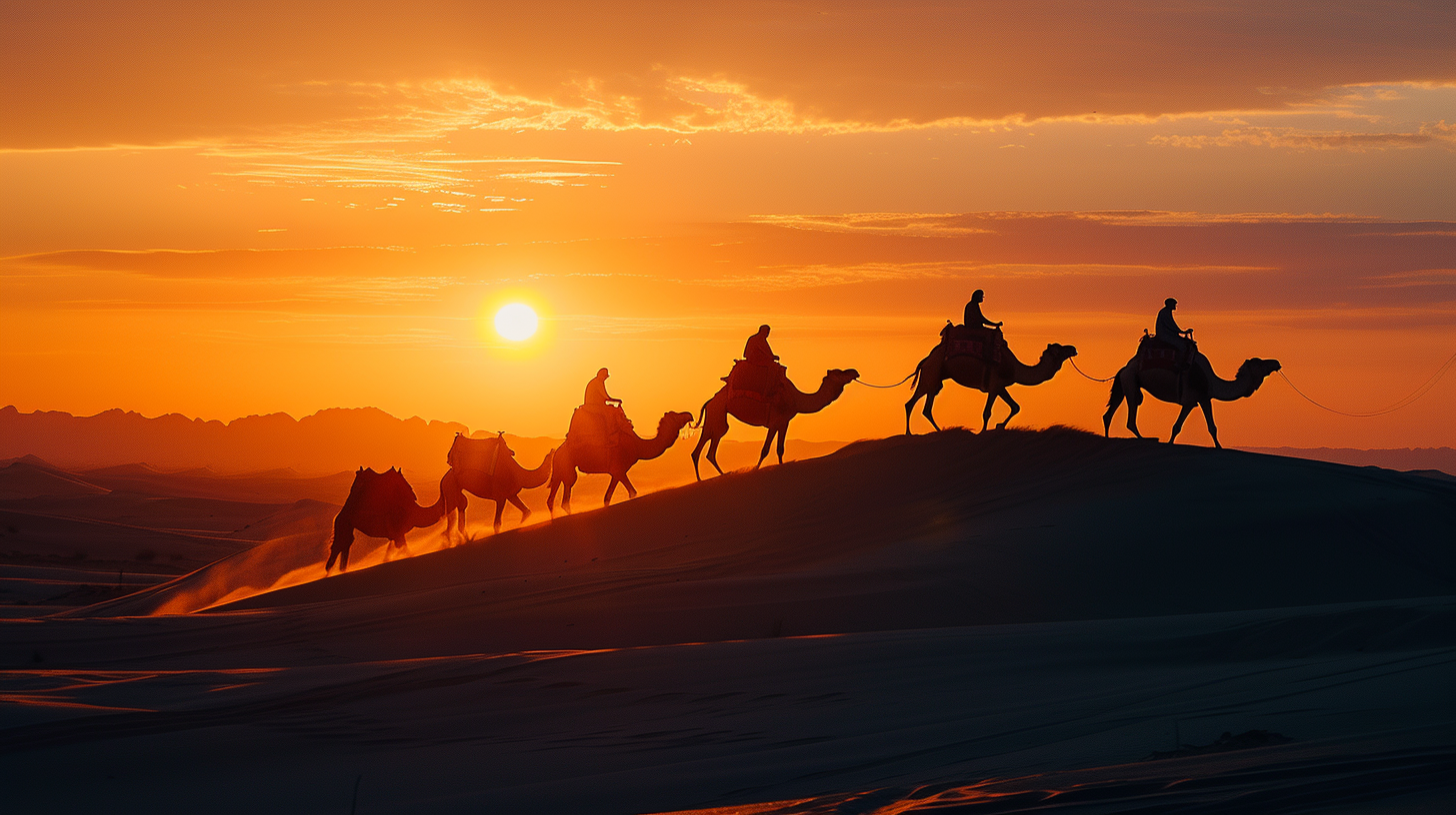 markbergkvist_sillouite_of_camels_riding_on_top_of_sund_dune_at_03ecaddd-c405-44b8-a63d-1d099cf628f4.png
