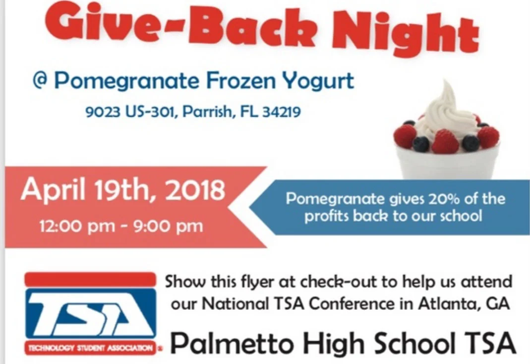 Spirit Night @thepome featuring Palmetto H.S. TSA (Give-Back Night)