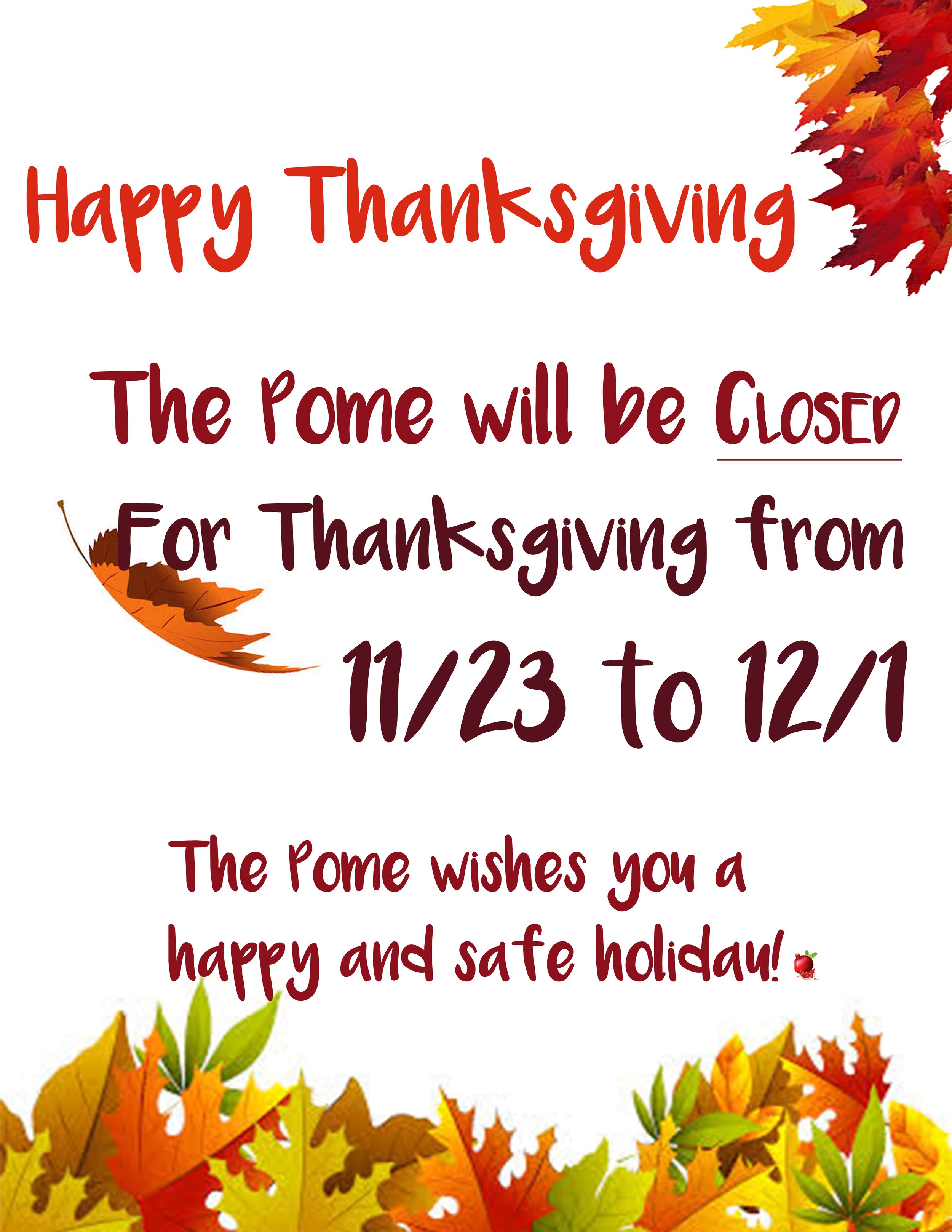 Closed on Holiday Reminder 