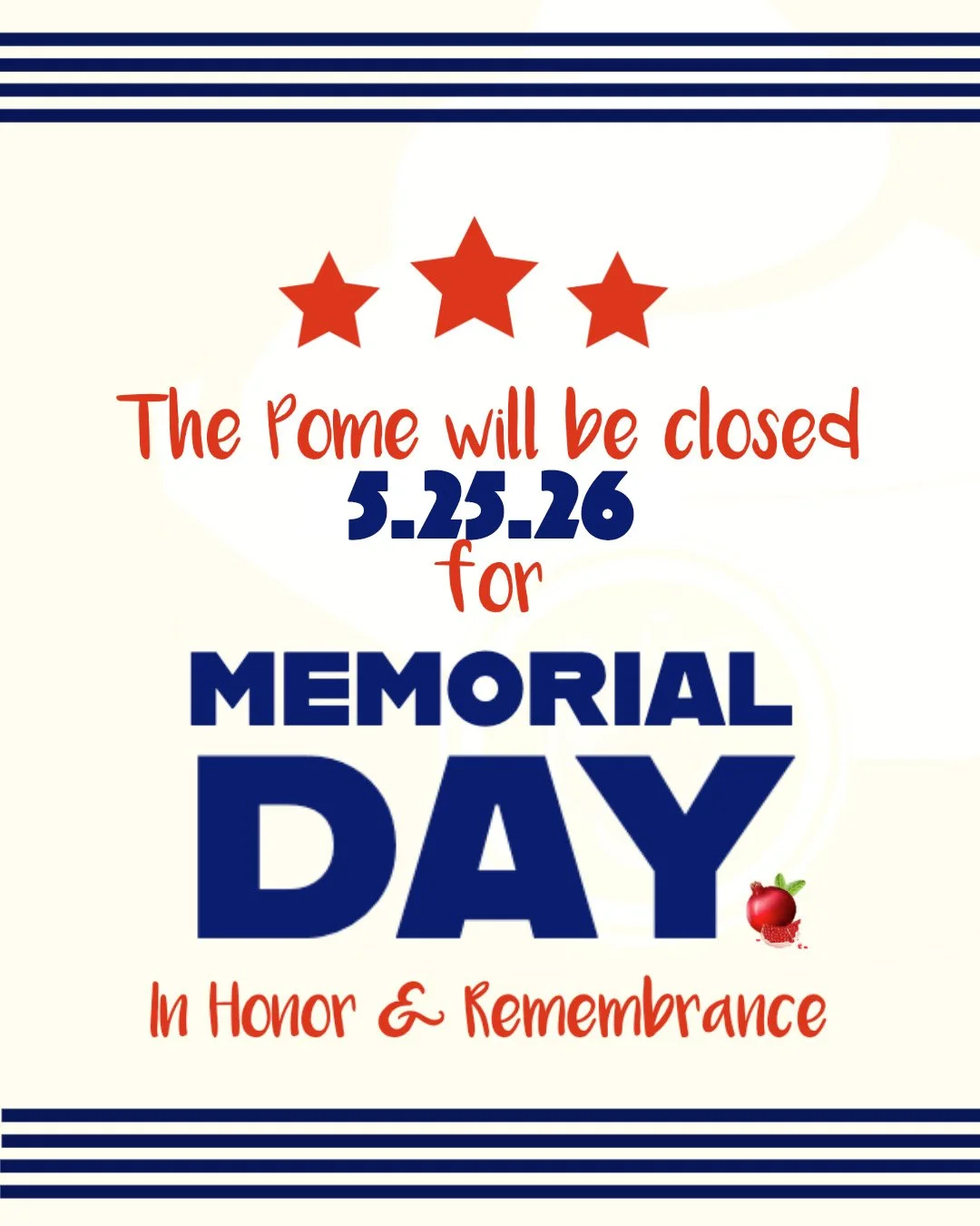 Reminder: Memorial Day Closure!