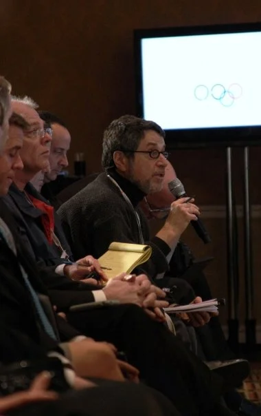 The press conference after the IOC 2016 bid evaluation commission's visit to Chicago.