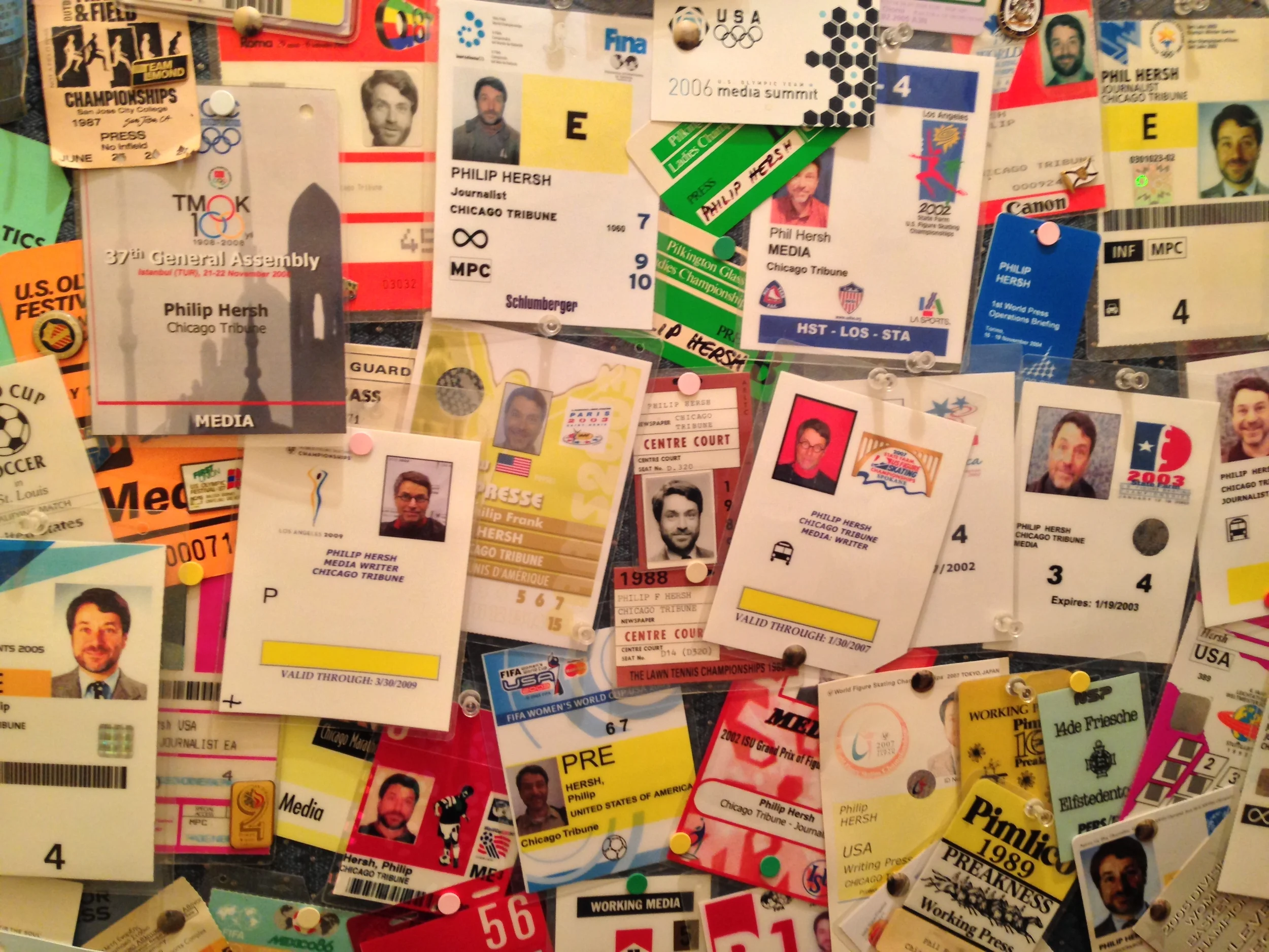 Press credentials are a colorful record of my work life.
