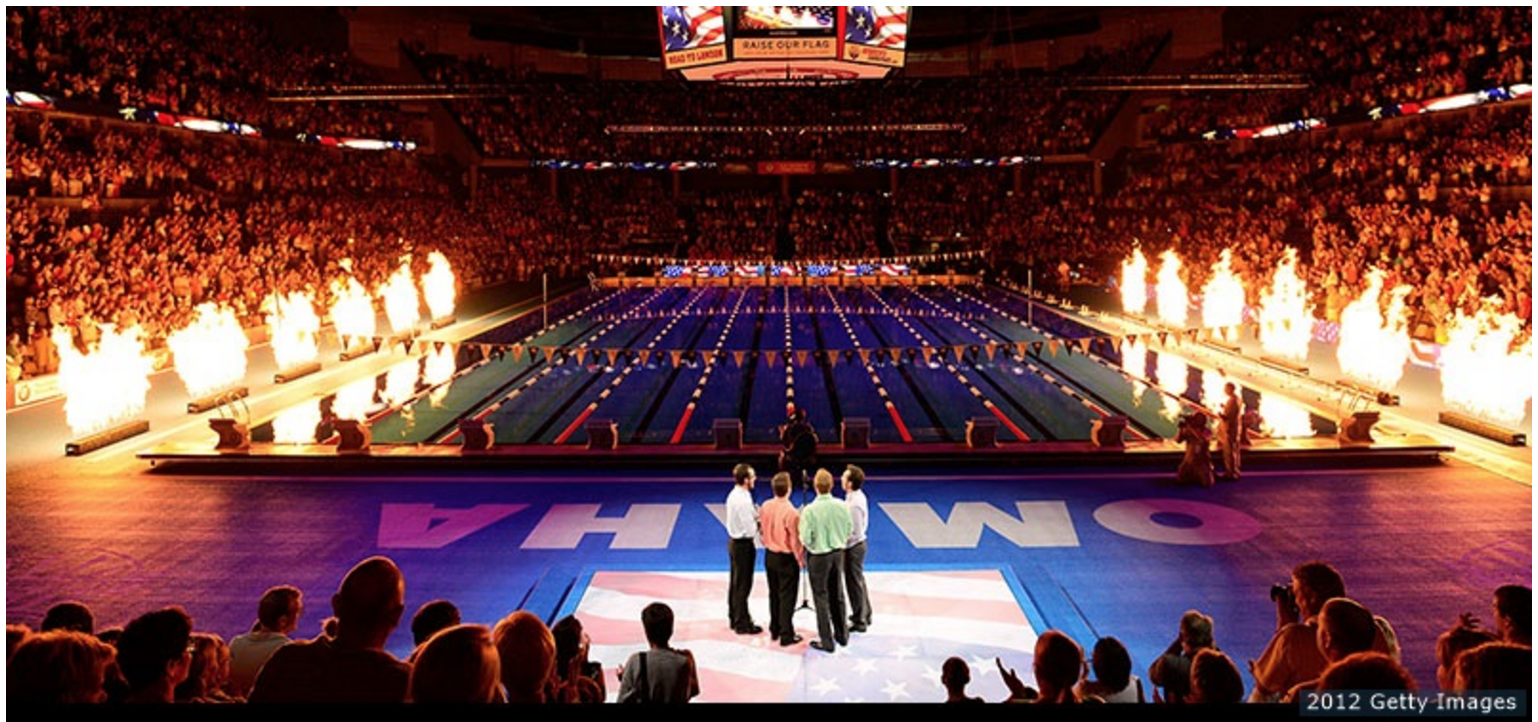 The pizzazz of the 2012 Olympic Swimming Trials in Omaha (Getty Images)