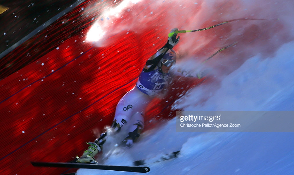 Lindsey Vonn goes into the netting after a downhill training crash at Cortina d'Ampezzo, Italy, last Friday. Vonn crashed at the same spot in Saturday's World Cup race.