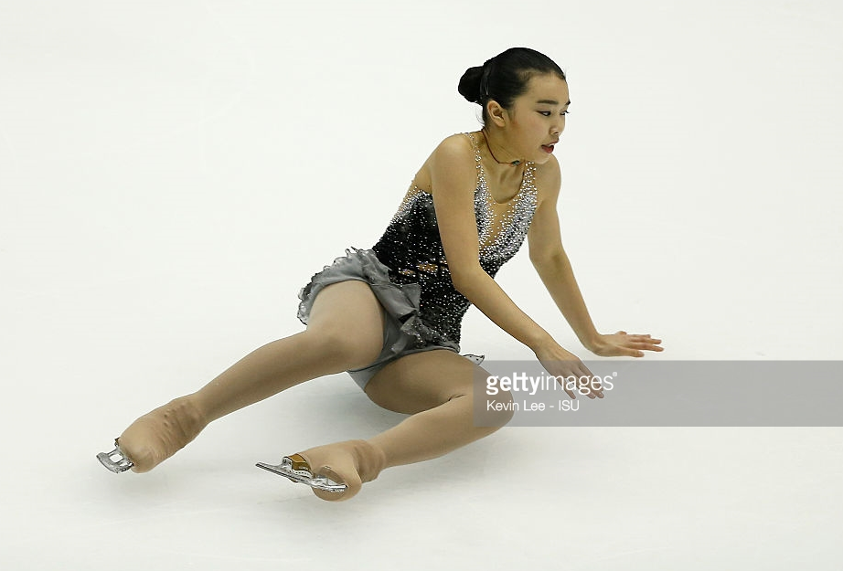 Different year, same result: Karen Chen, shown falling on a jump while finishing 12th at last year's Four Continents Championships. She did it again Thursday while finishing 12th in the Four Continents short program.