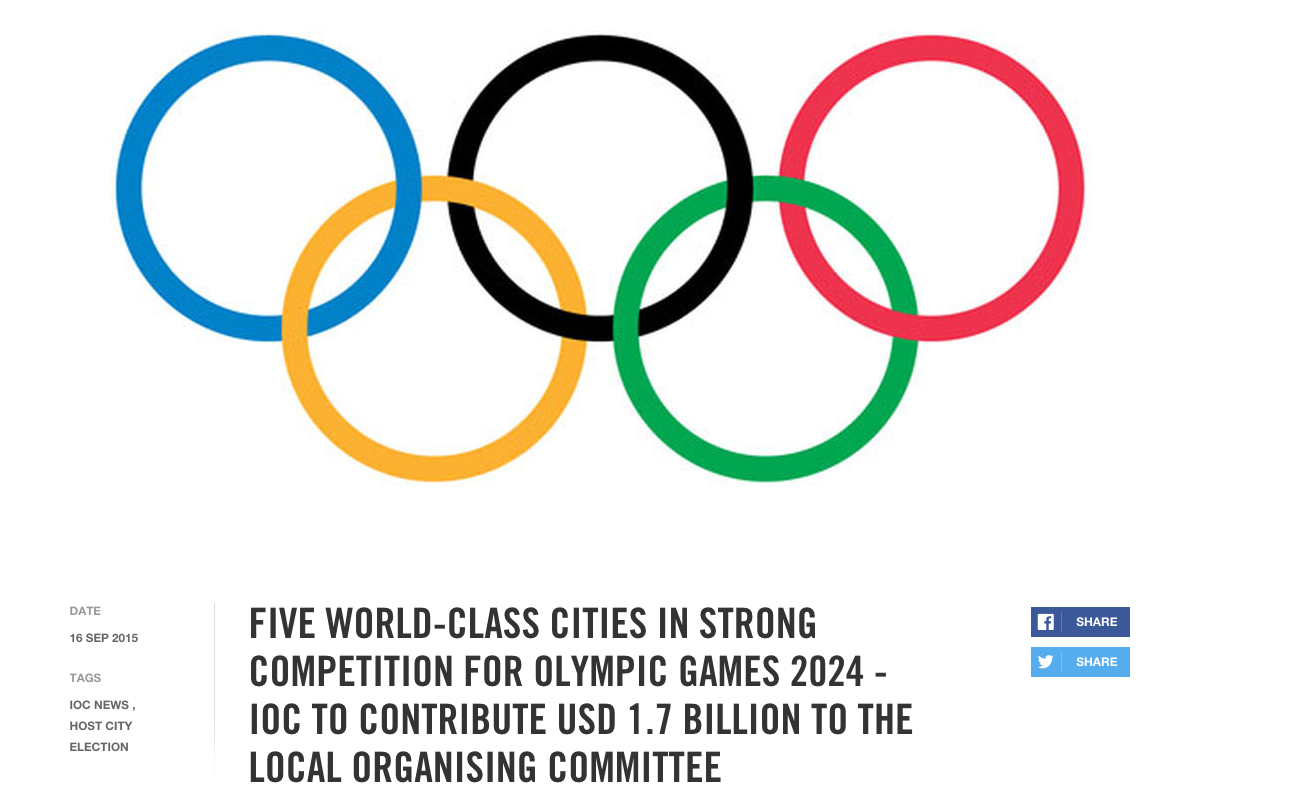 Screenshot from the International Olympic Committee web site.