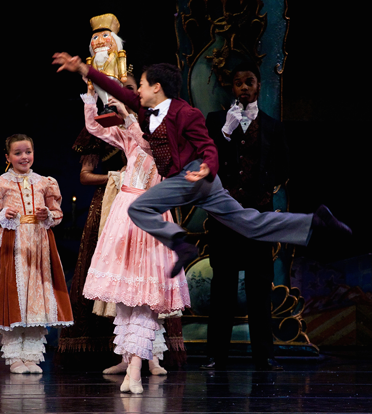 Leaping high (as usual), Nathan Chan performs in a 2011 Ballet West production of the Nutcracker. &nbsp;(Courtesy Ballet West)
