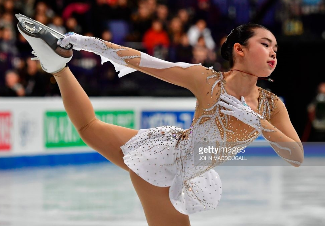 Karen Chen in the short program at the World Figure Skating Championships (Getty Images)