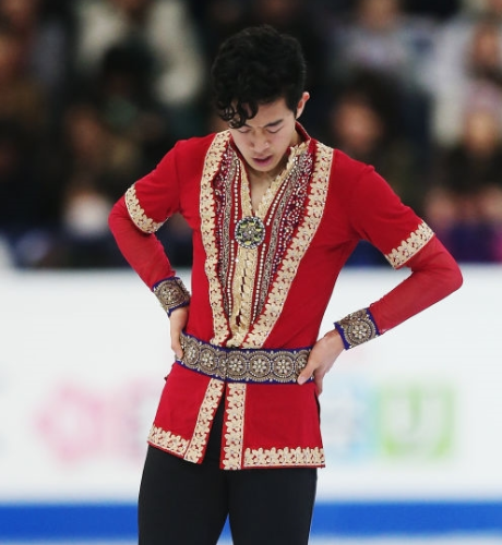 A disconsolate Nathan Chen at the end of his 2017 World Championships free skate. (Getty Images)