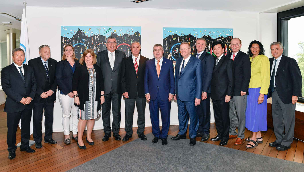 The old boys' club of the IOC executive board. One man was absent after suspending himself amidst allegations of involvement in Rio 2016 ticket scalping. (Photo: IOC / Christophe Moratal)