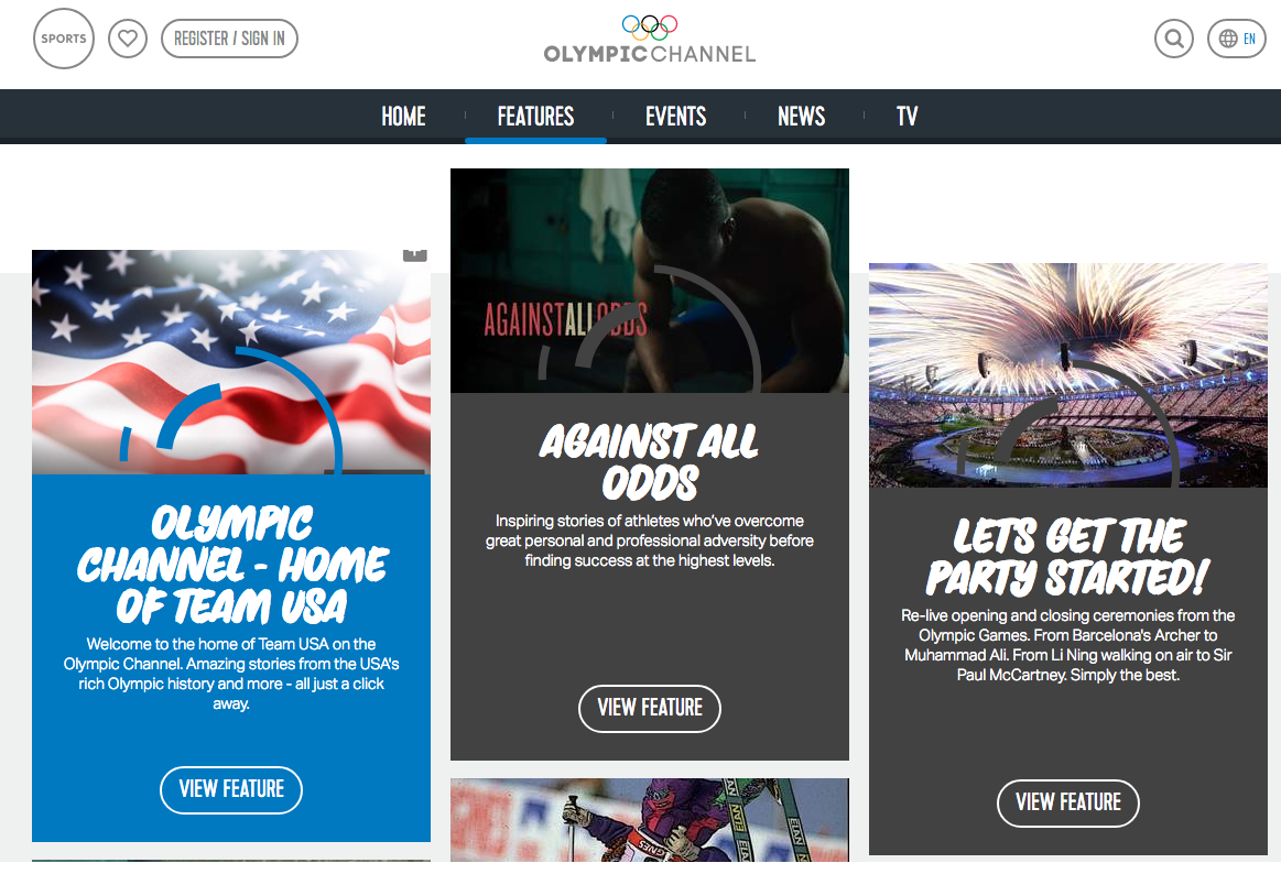 The digital Olympic Channel's web page, with promotion of NBC's Olympic Channel, which debuts Saturday.